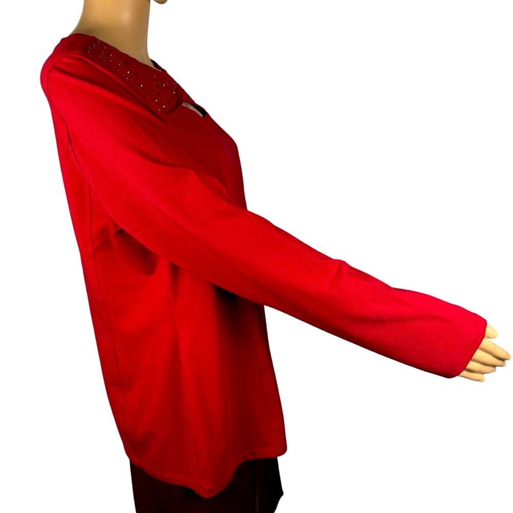 Other NWT New Belle By Kim Gravel Cut out Embellished Red Top Tun Size L / US 10 / IT 46 - 3 Thumbnail