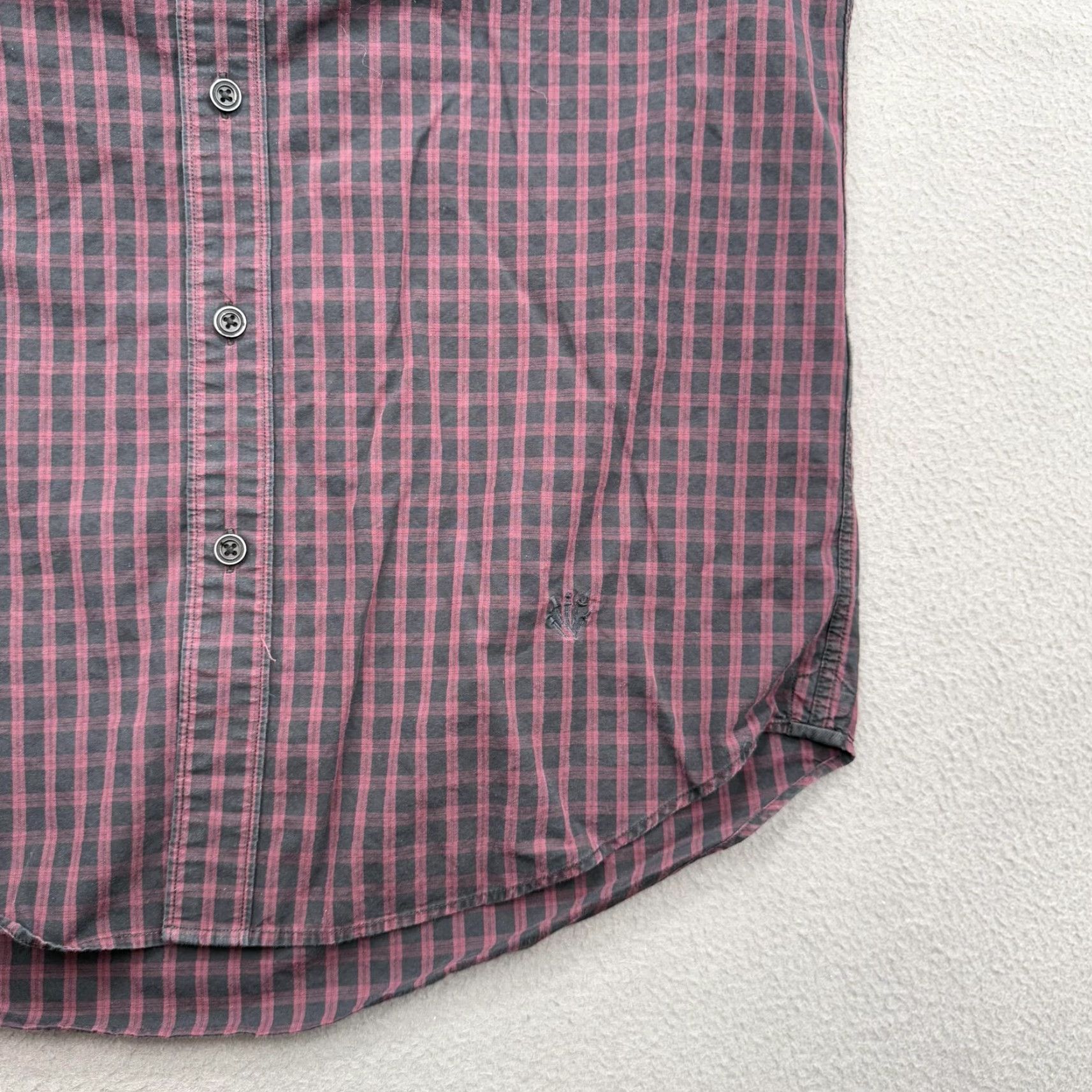 Rag & Bone rag & bone Shirt Mens Medium Burgundy Black Plaid Slim Fit Button Down Casual Size US M / EU 48-50 / 2 - 7 Thumbnail