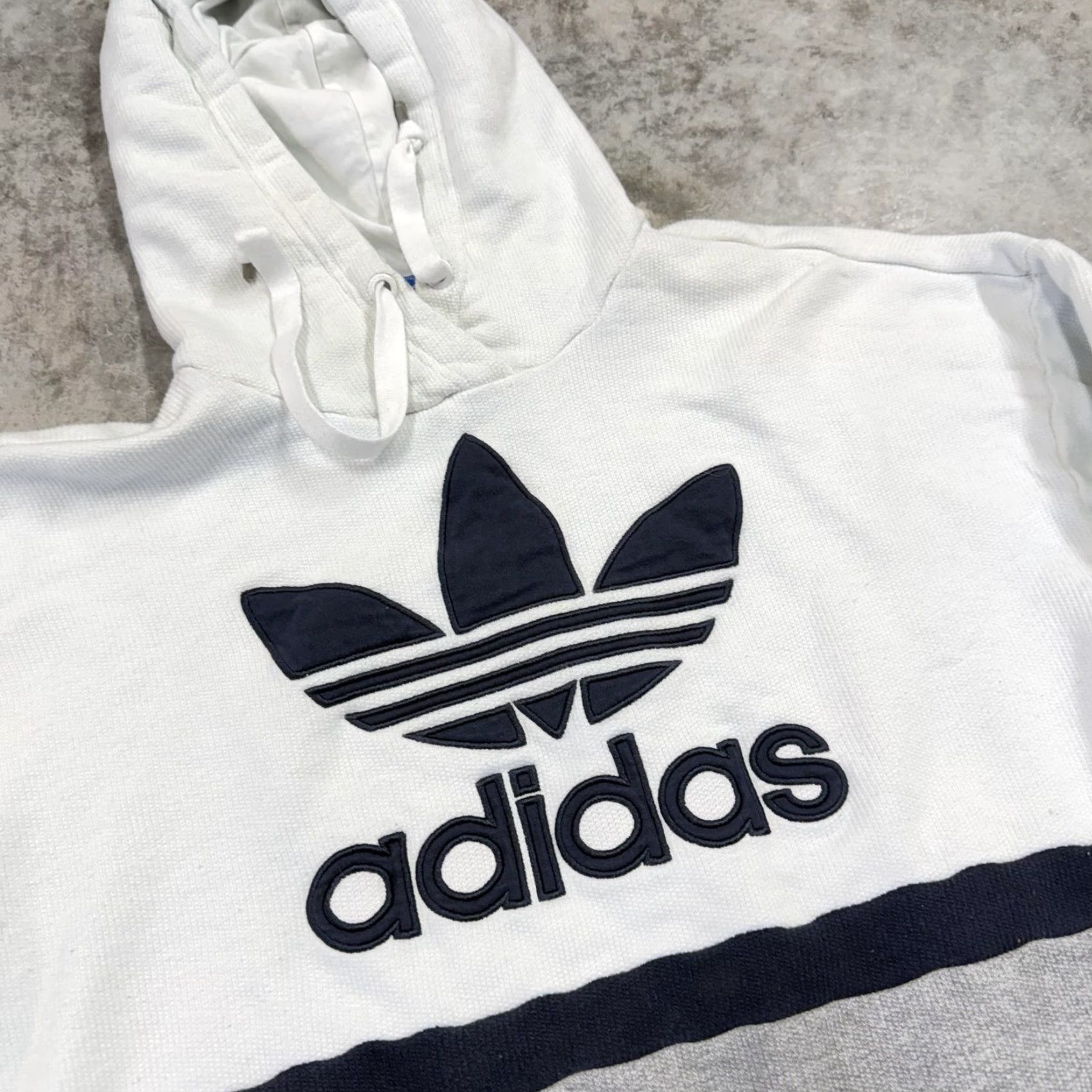 Adidas VINTAGE Adidas Originals Hoodie Sweatshirt Mens M White Trefoil Stripe Pullover Size US M / EU 48-50 / 2 - 3 Thumbnail