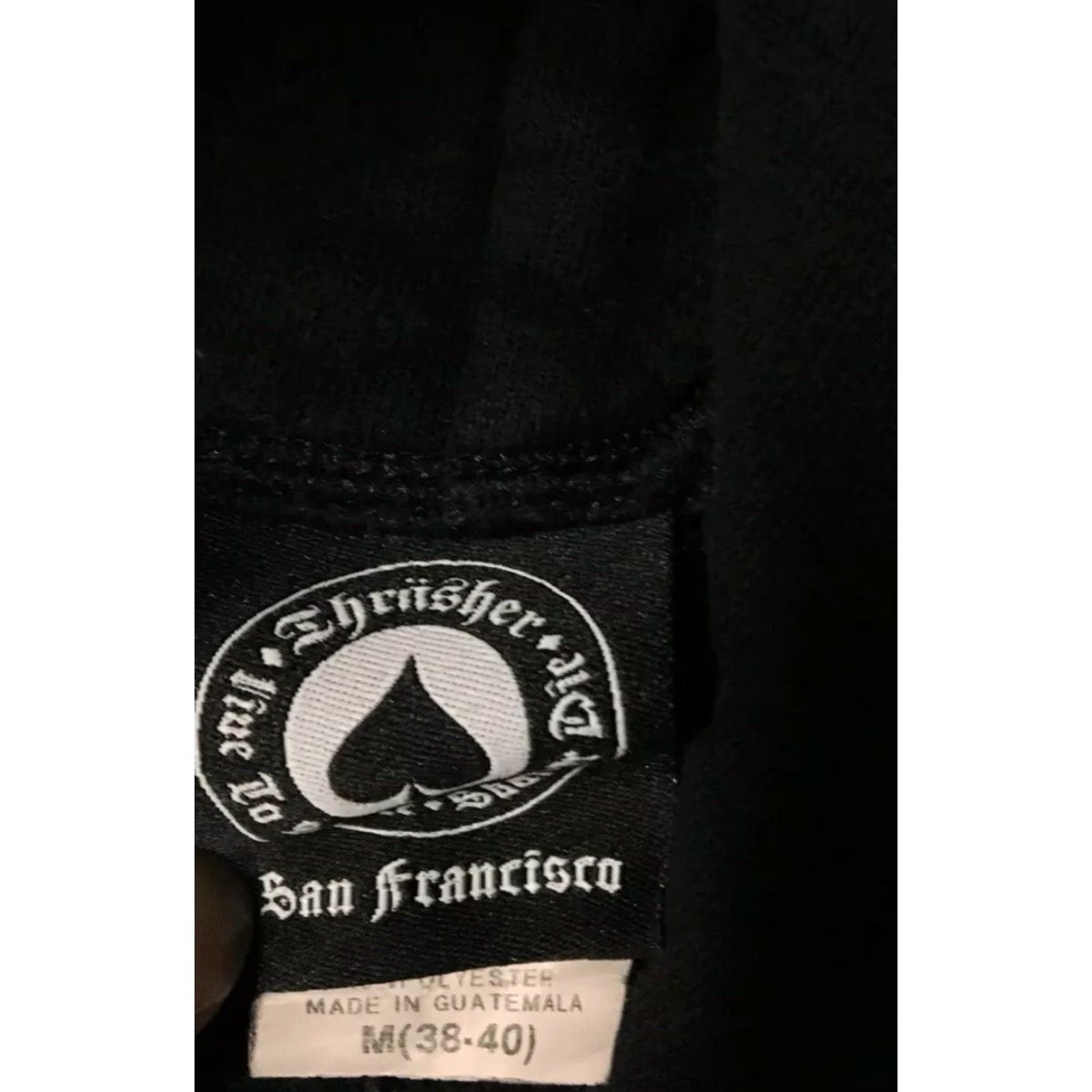 Spitfire Thrasher Distressed Bleach Hoodie M Anti Hero Skate Surf Independent FA Grunge Shirt Mens Black 90s Skater Punk Rock Retro Pullover Size US M / EU 48-50 / 2 - 6 Thumbnail