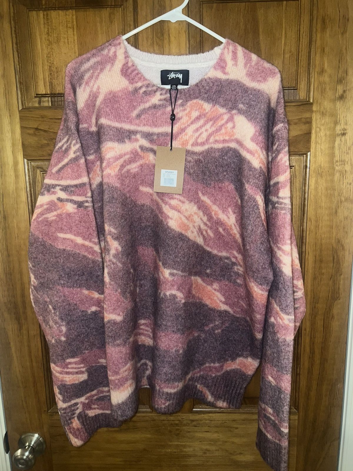 image of Stussy X Lucien Smith Mohair Tigris Sweater Fw22 in Camo, Men's (Size 2XL)