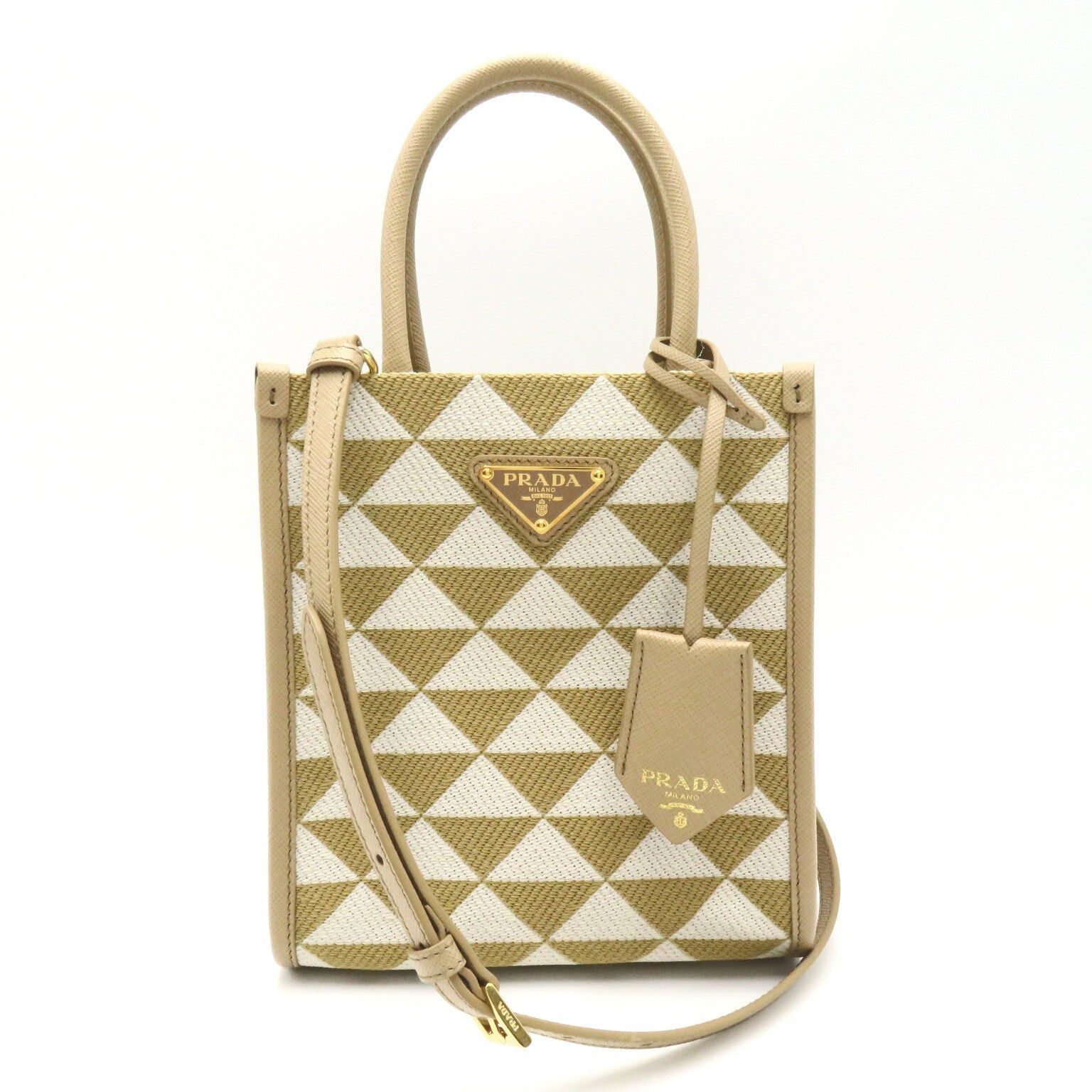 Prada Prada Shoulder Bag Leather Canvas Beige White Corda/Talco Size ONE SIZE - 1 Thumbnail