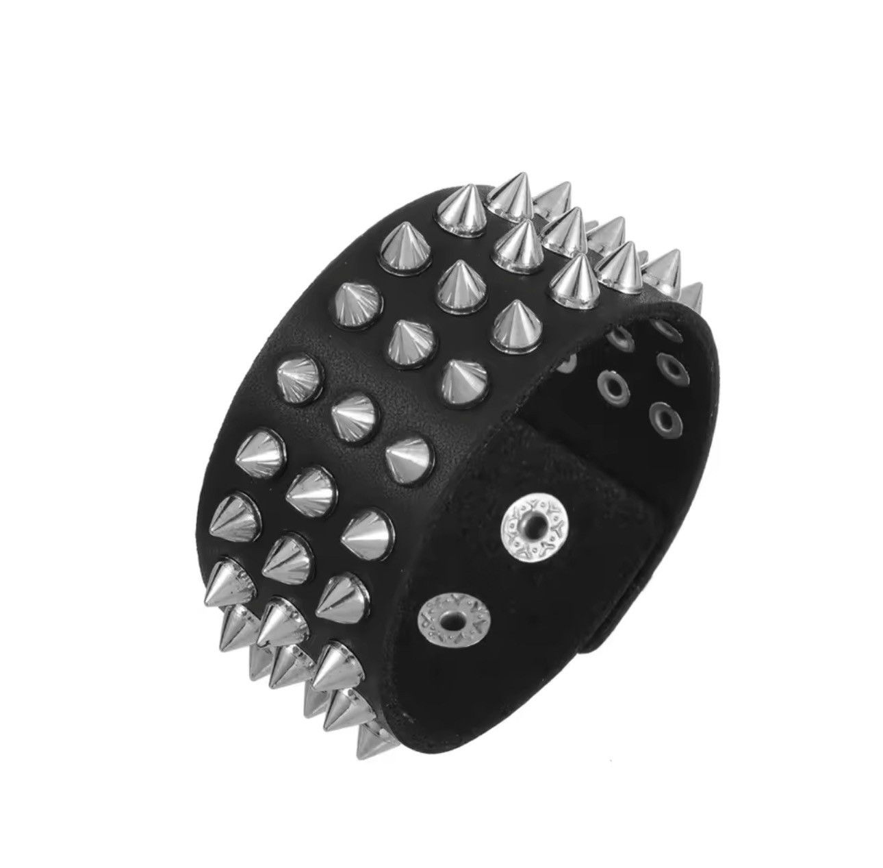 Japanese Brand × Leather Pu leather 3 Line Spike Vintage Bracelet Size ONE SIZE - 1 Thumbnail