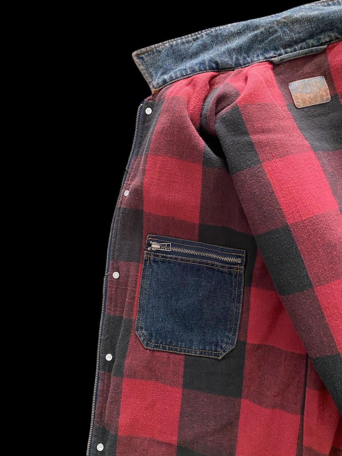 Hysteric Glamour Vintage SIX STAR CHORE DENIM JACKET LINNING PLAID PUNK Size US L / EU 52-54 / 3 - 9 Thumbnail