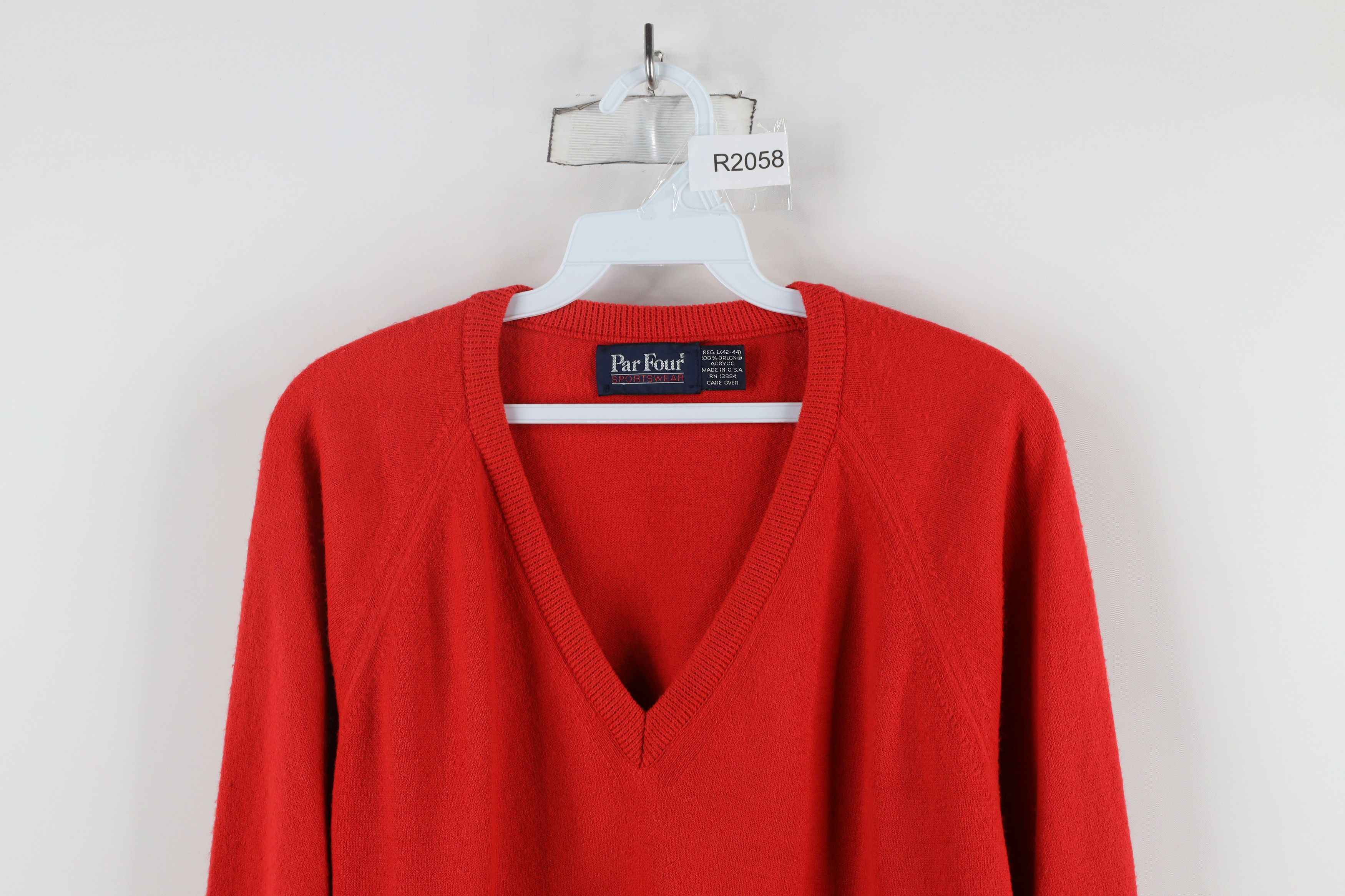 Vintage Vintage 70s Streetwear Soft Knit V-Neck Sweater Red USA Size US L / EU 52-54 / 3 - 2 Thumbnail