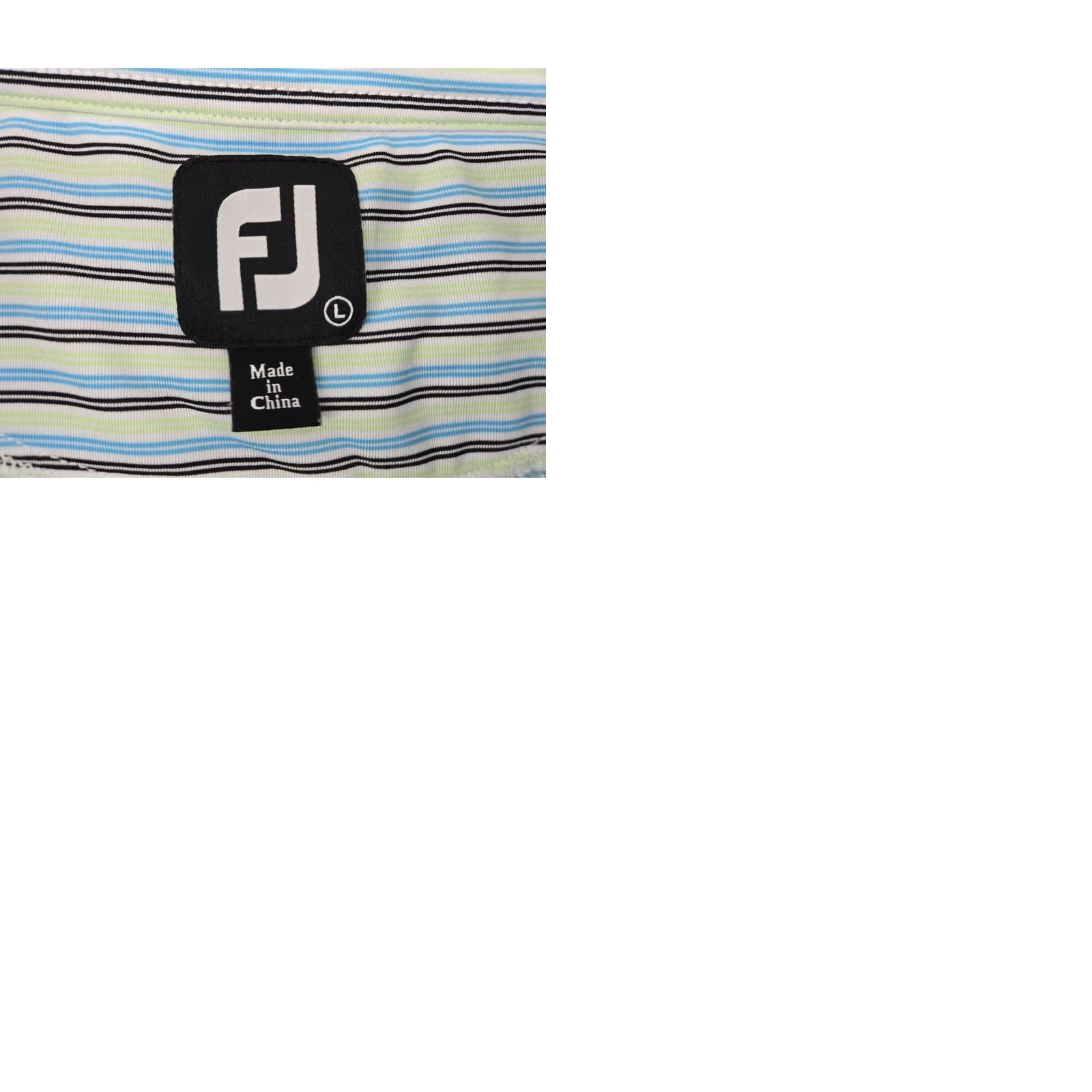 Footjoy FootJoy Mens Large Blue Green Striped Short Sleeve Golf Shirt 1966 BTCC Logo Size US L / EU 52-54 / 3 - 9 Thumbnail