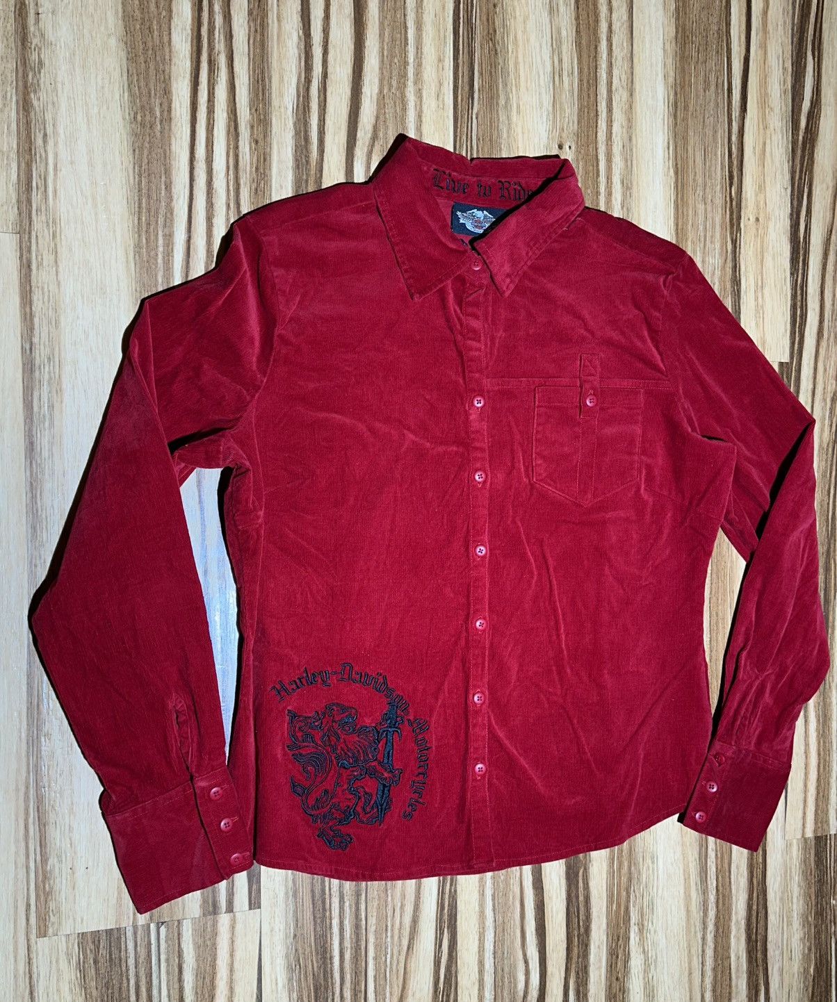 Harley Davidson Harley-Davidson Red Live To Ride Red Velour Point collar Size L / US 10 / IT 46 - 2 Thumbnail