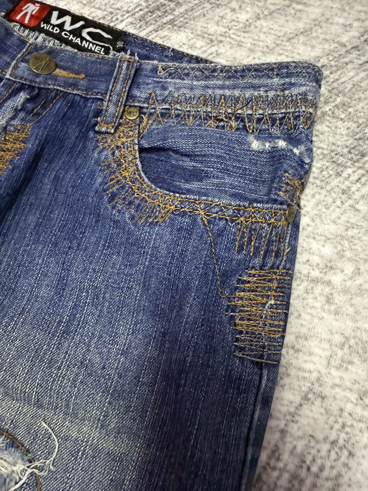 Hysteric Glamour × Japanese Brand Wild Chanel Destroyed Repaired Heavy Stitched Jeans Size US 30 / EU 46 - 10 Thumbnail