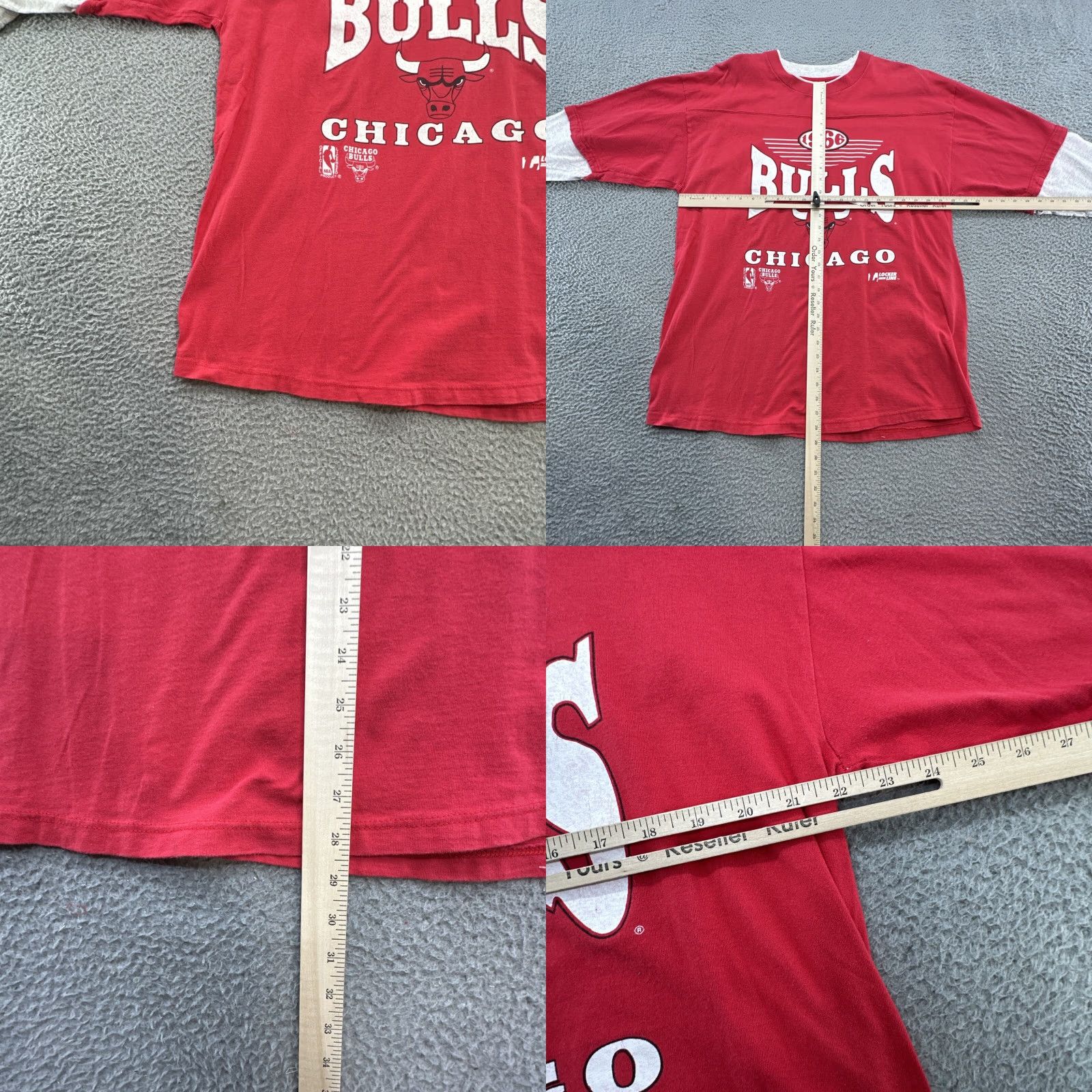 Doublet VINTAGE 90's CHICAGO BULLS Trench Shirt XXL? Double Sleeve Crew Neck Short Sleeve 100% Cotton Men Black & Red 1990-1999 90s Theme Size US XXL / EU 58 / 5 - 8 Thumbnail