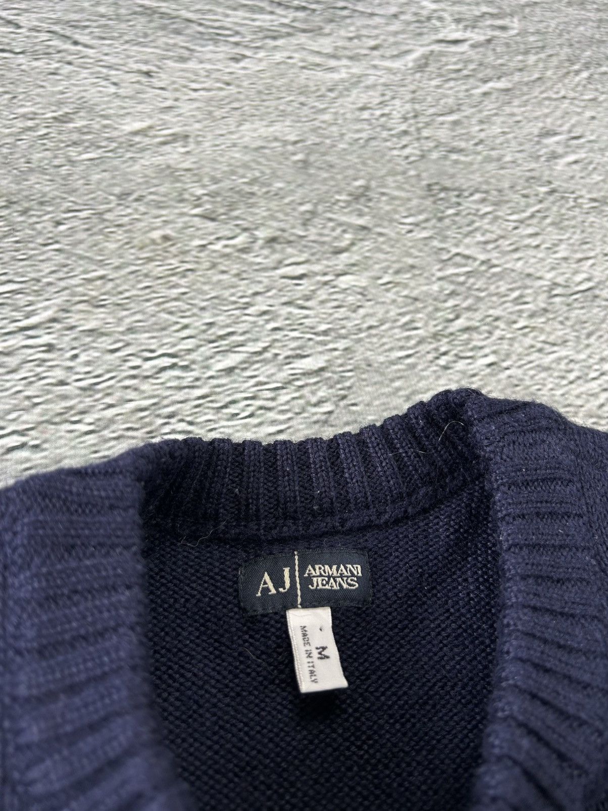 Armani × Vintage Armani Jeans sweater Vintage Lana Wool Navy blue Size US S / EU 44-46 / 1 - 2 Thumbnail