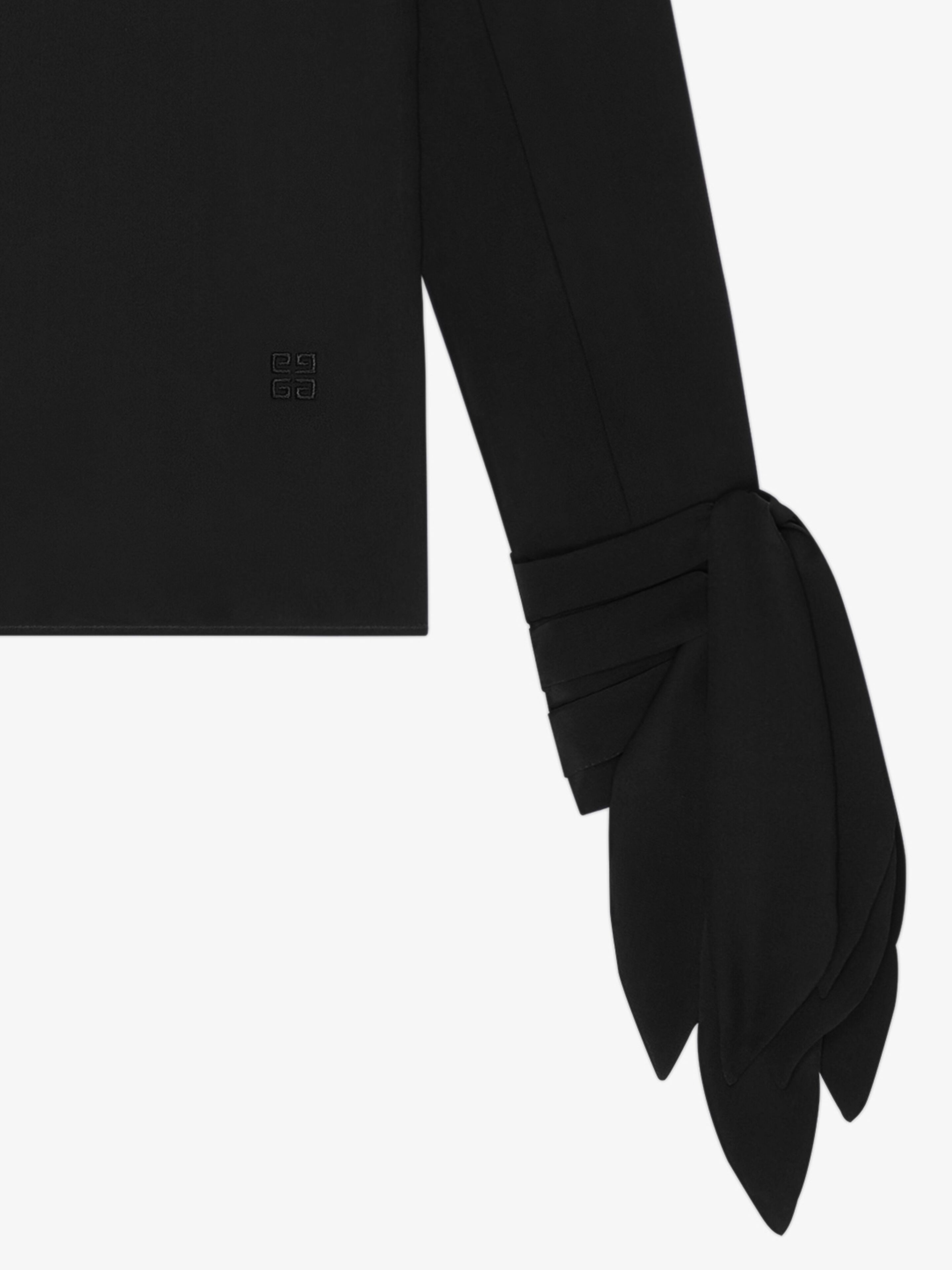 Givenchy o1w1db10326 Deep V-Neck Bow Cuffs Blouse in Black Size XXS / US 00 / IT 34 - 4 Thumbnail