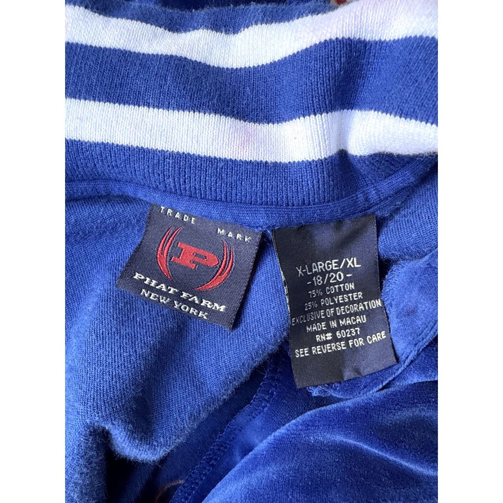 Phat Farm VINTAGE Phat Farm Track Jacket XL Womens Velour Full Zip Hip Hop Blue Embroidered #92 Size XL / US 12-14 / IT 48-50 - 2 Thumbnail