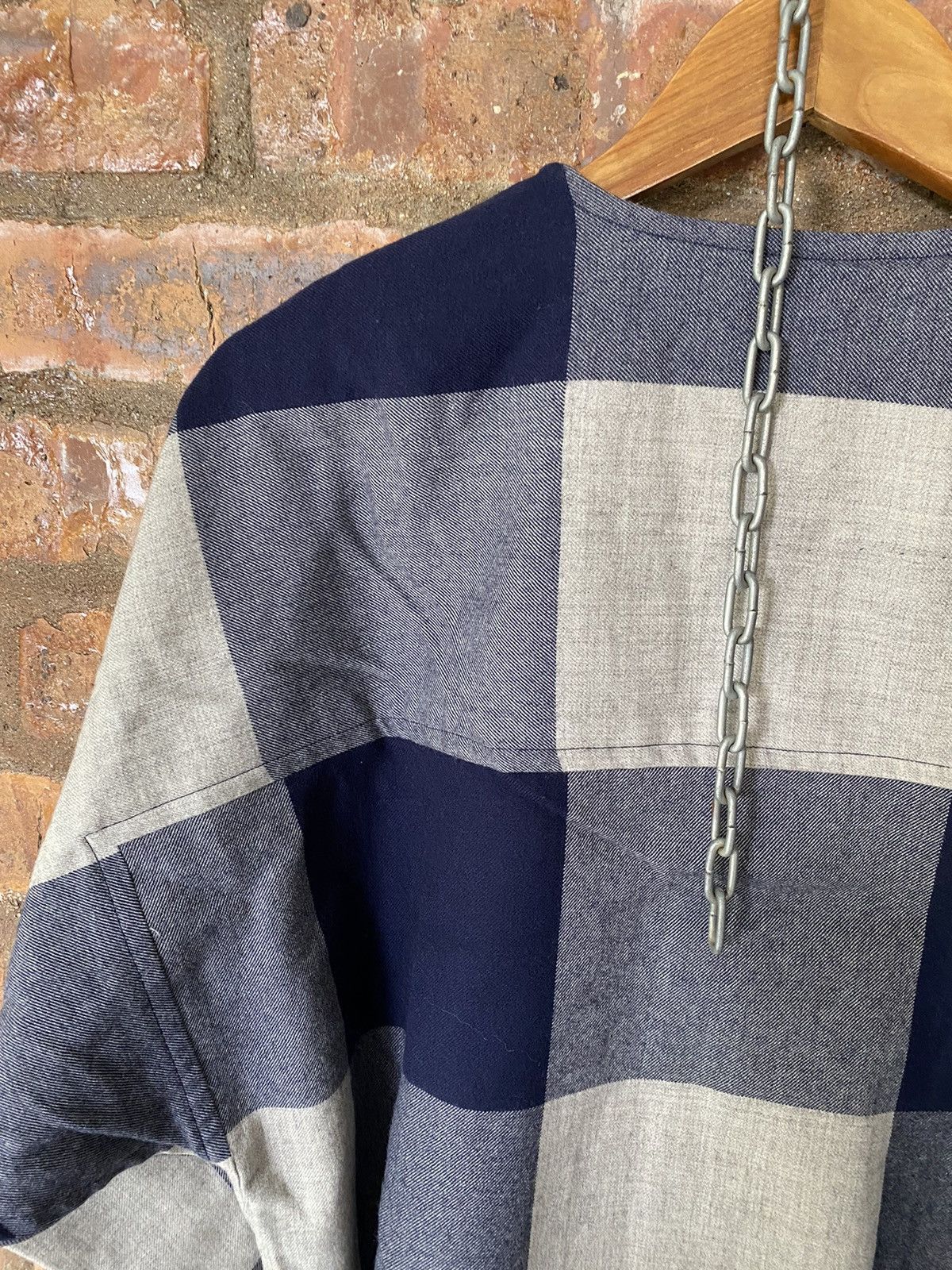 Hai Sporting Gear × Issey Miyake × Japanese Brand 1990s Issey Miyake Check fringe hem wool jacket Size US M / EU 48-50 / 2 - 11 Thumbnail