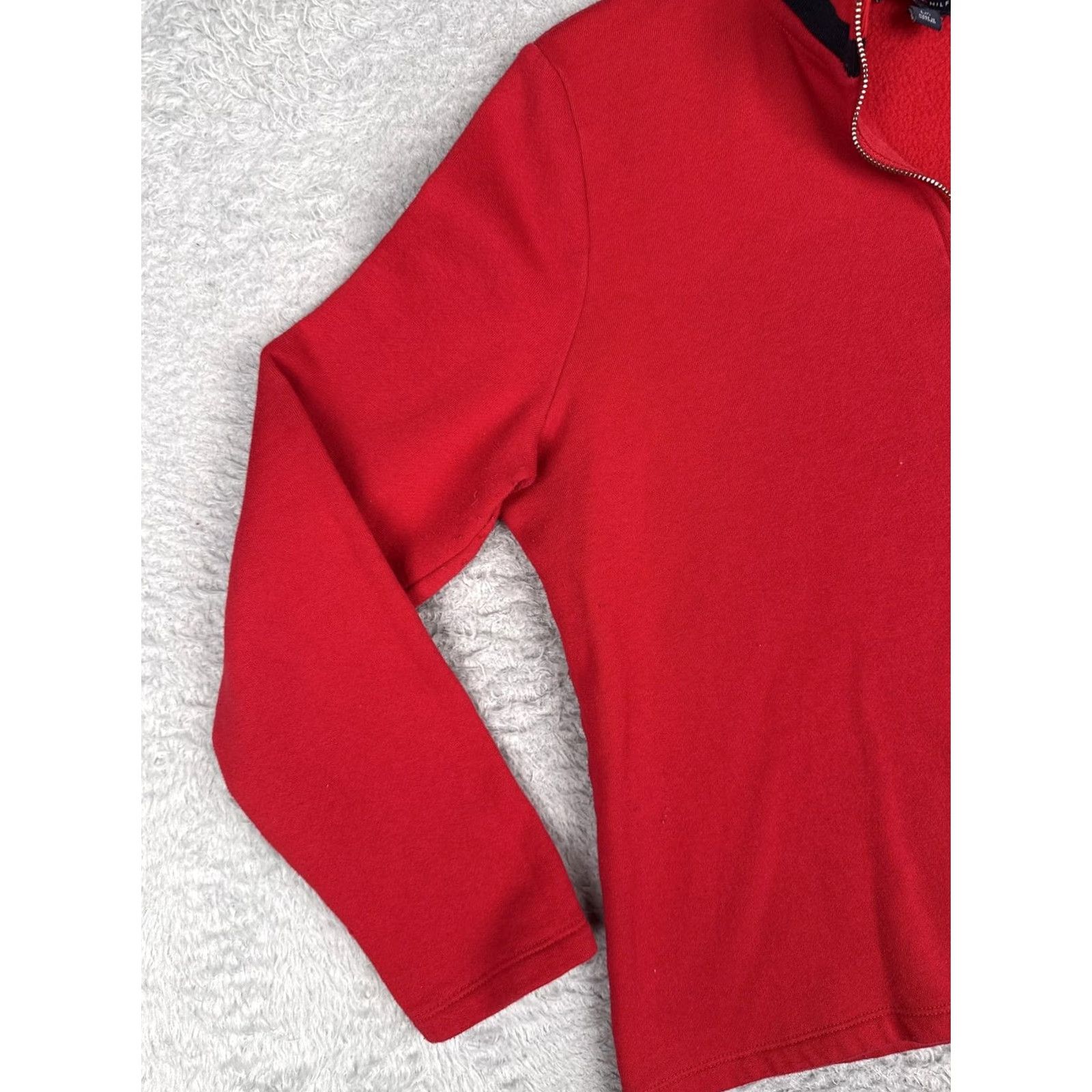 Tommy Hilfiger Tommy Hilfiger Sweater Womens L Red 1/4 Zip Mock Neck Jersey Logo Pullover Size L / US 10 / IT 46 - 3 Thumbnail