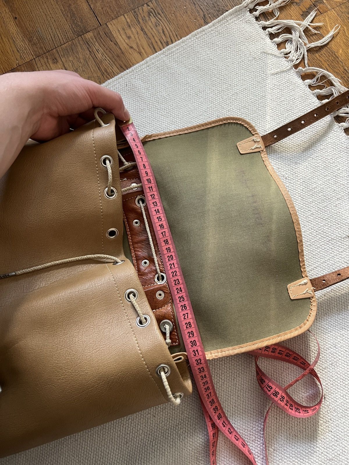 Japanese Brand × Vintage Vintage Army Military Hiking Riri 30s Leather Backpack Size ONE SIZE - 19 Thumbnail