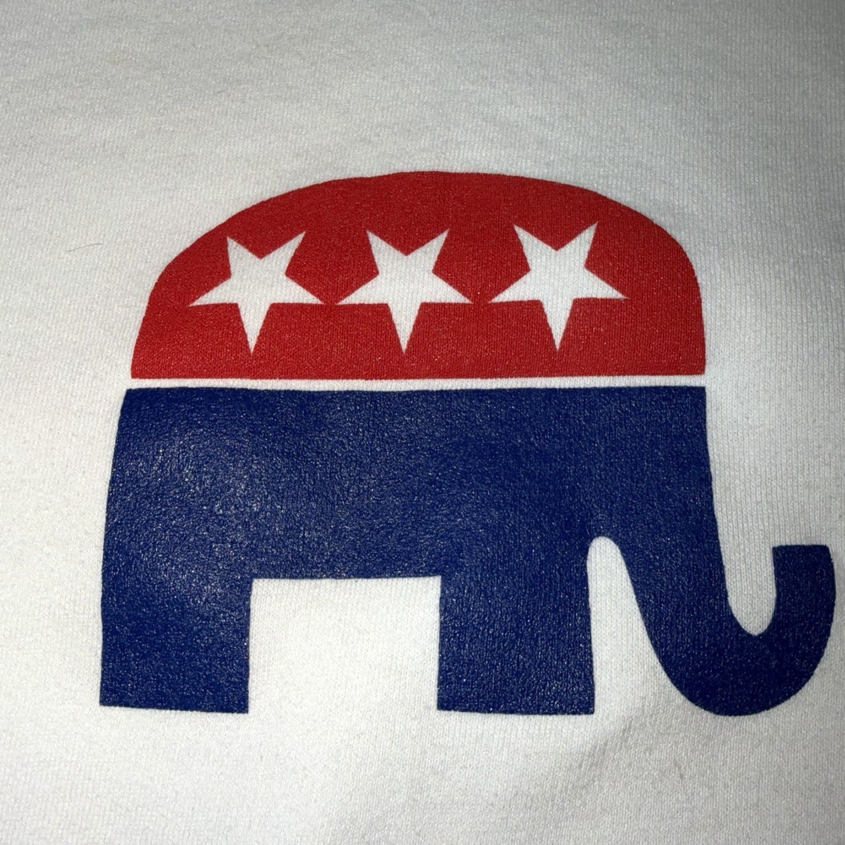 Jerzees VINTAGE Republican Party Elephant Logo Sweatshirt 90s Mens XL White Jerzees Pullover Size US XL / EU 56 / 4 - 2 Thumbnail