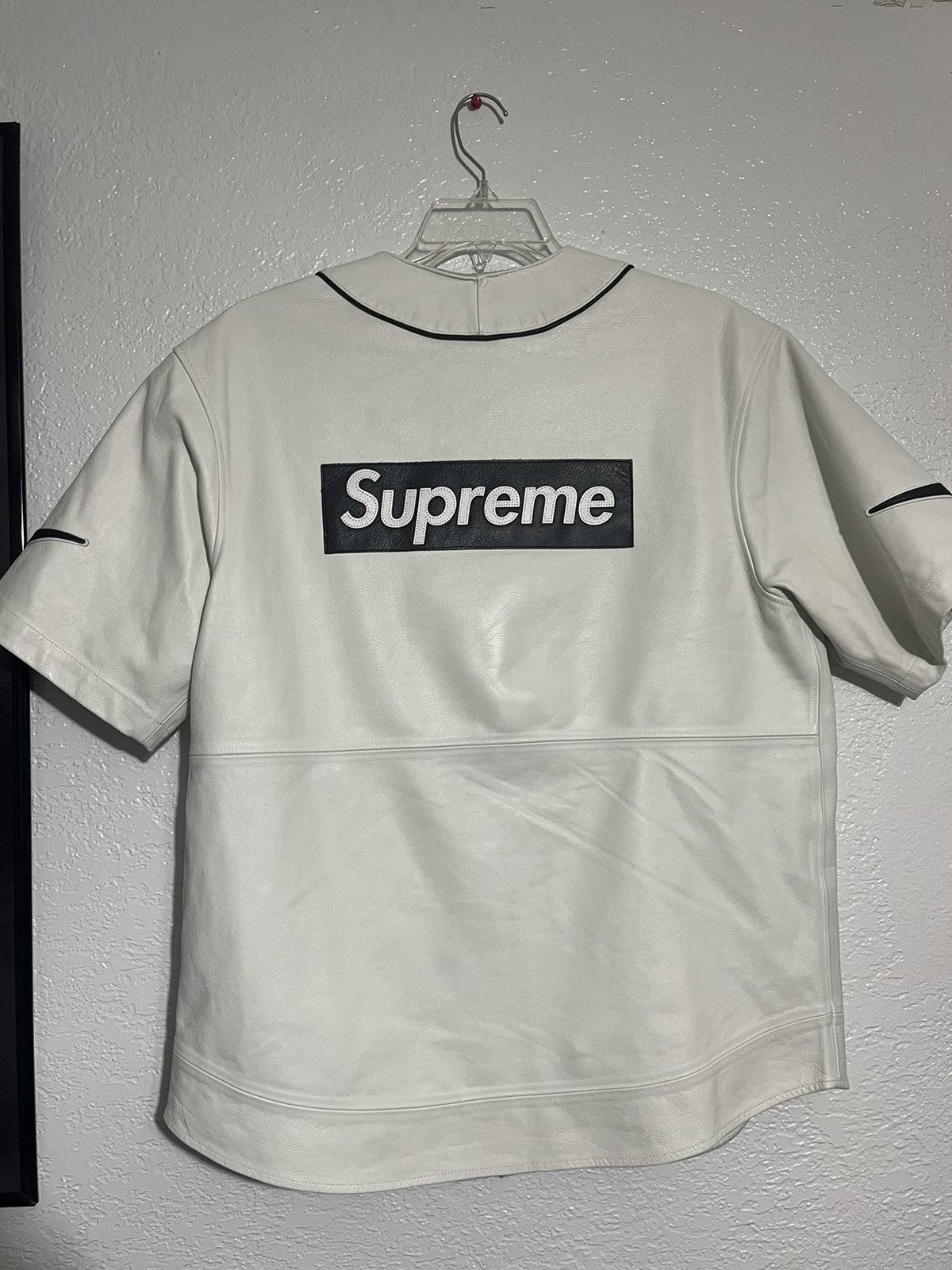 Supreme Nike Leather Baseball Jersey White