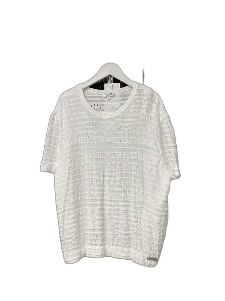 Chanel Chanel White Hollow Logo Short Sleeve Top -2505 Size US M / EU 48-50 / 2 - 1 Thumbnail