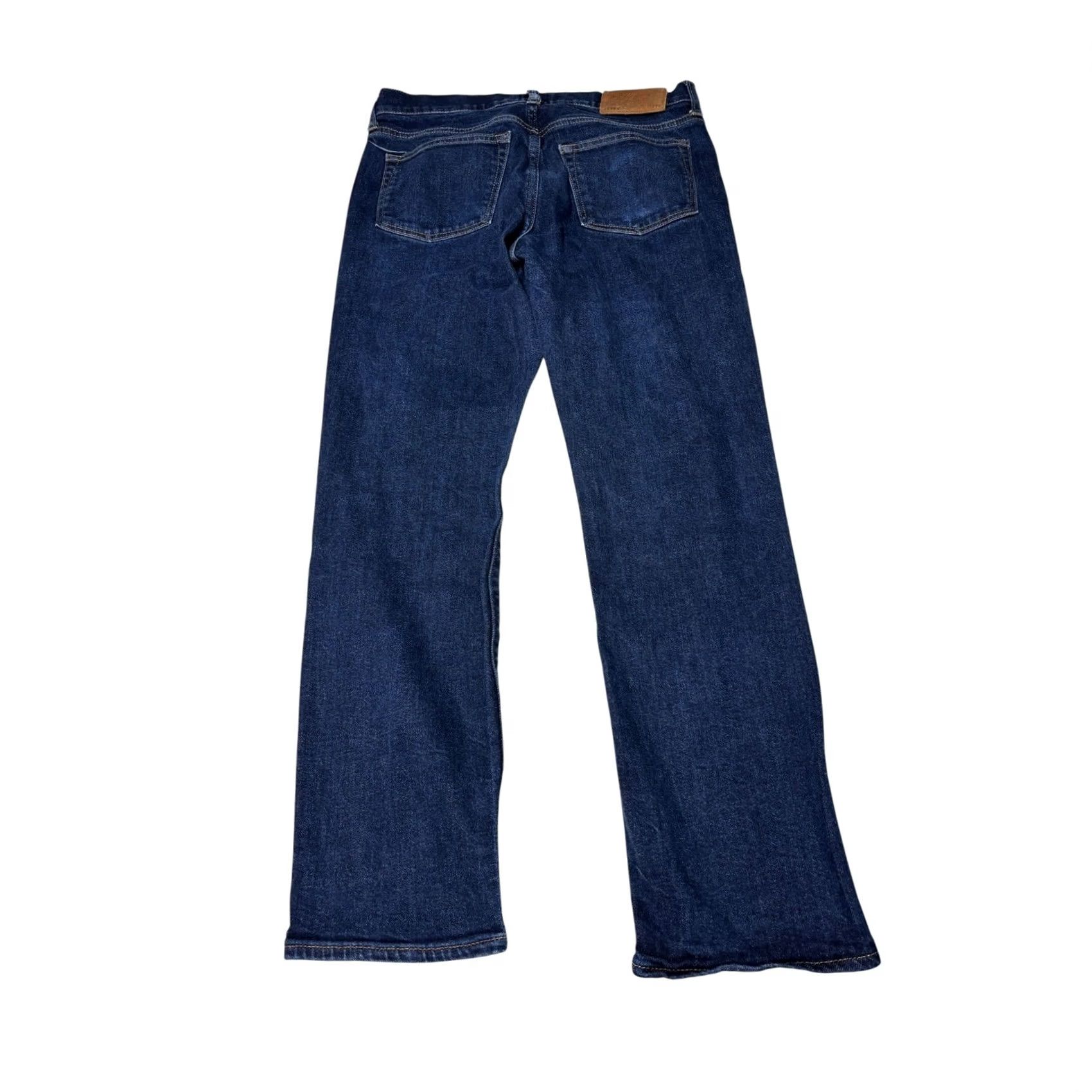 J.Crew J.Crew 770 Straight Jeans Mens 30x27 Dark Wash Denim 5-Pocket Leather Patch Button Zip Size US 30 / EU 46 - 7 Thumbnail