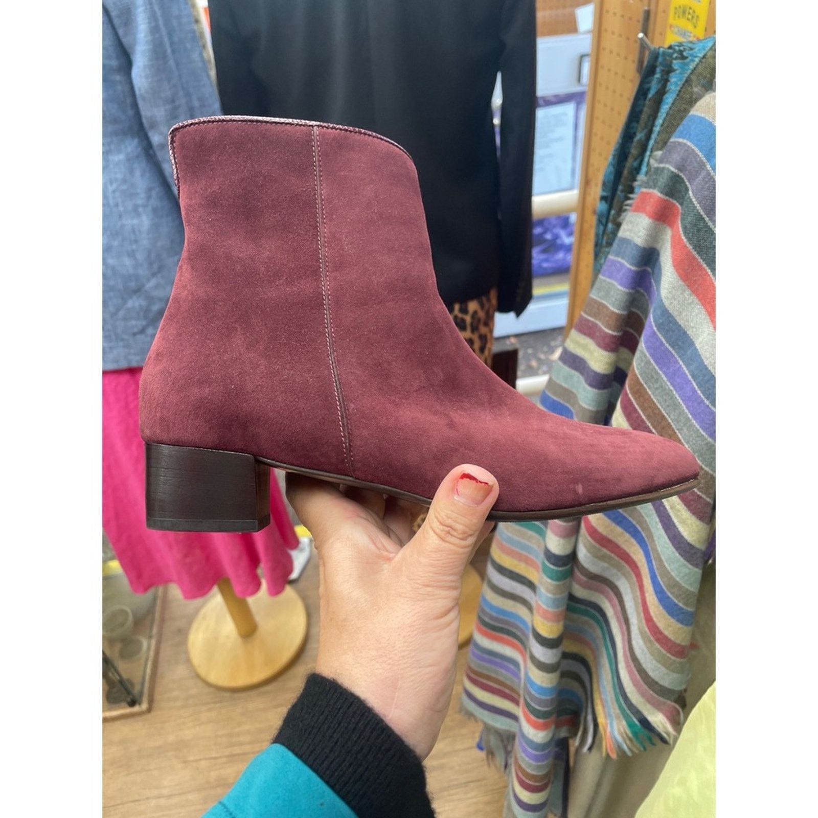 & Other Stories Eliot Zed London Suede Ankle Boots – Burgundy, Made in Italy Size US 8.5 / IT 38.5 - 7 Thumbnail