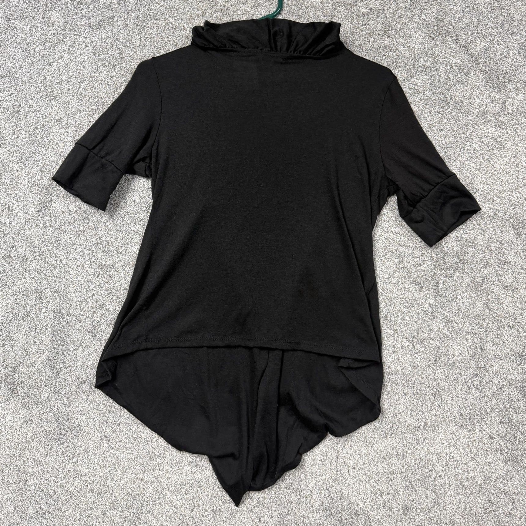 Vintage Y2K Ruffle Collar Top L Black Women Blouse Short Sleeve Tunic American City Wear Size L / US 10 / IT 46 - 7 Thumbnail