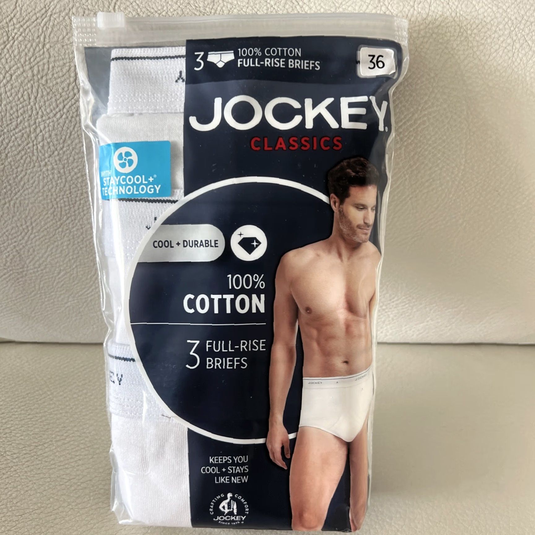 Jockey Jockey Men Brief White Full Rise 3 Pack 36 Cotton Classic Tighty Whities Underwear Regular Size 36 Mens Size US 36 / EU 52 - 2 Thumbnail