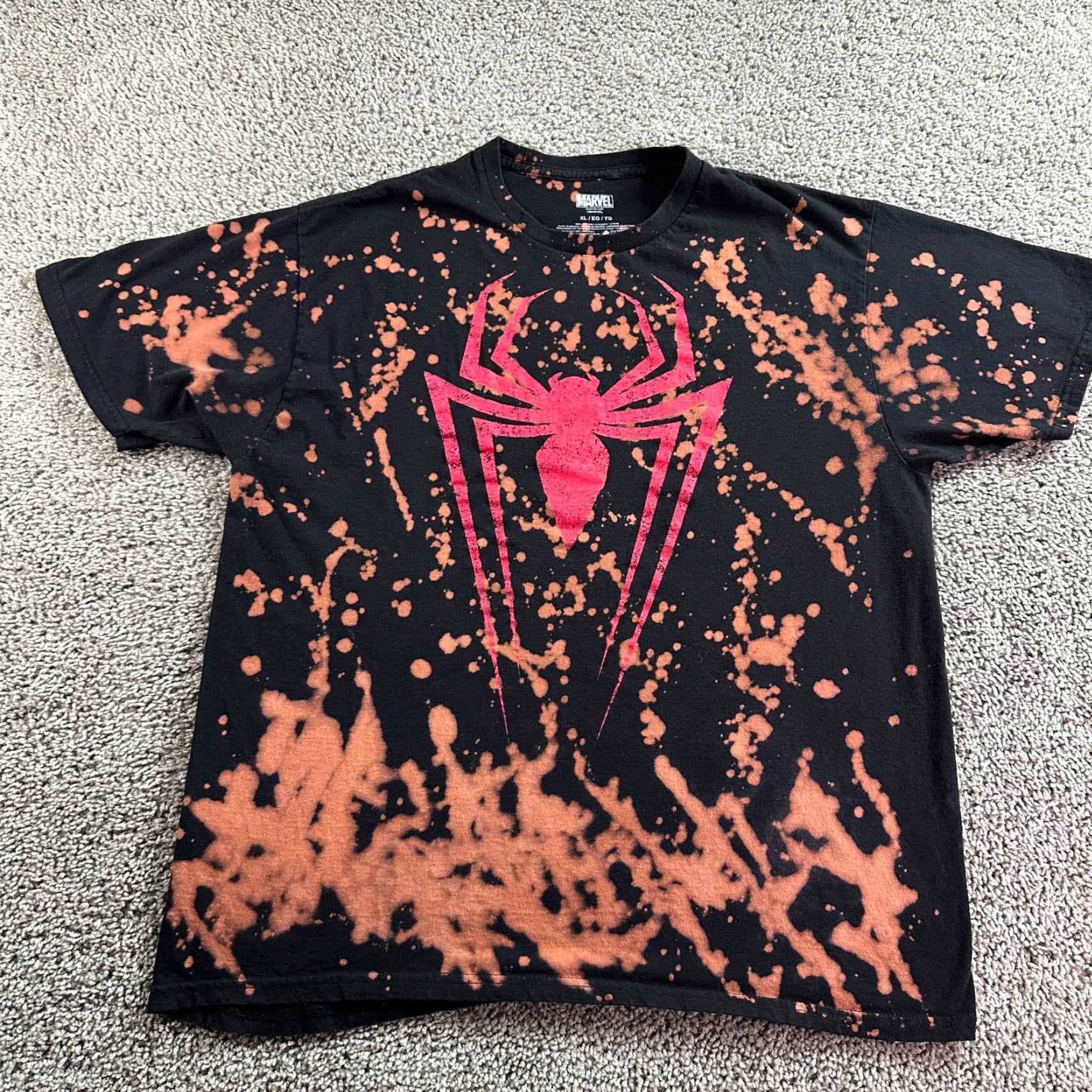 Vintage Spiderman Shirt Mens Extra Large Black Red Tie Dye Cotton Casual Marvel Size US XL / EU 56 / 4 - 2 Thumbnail