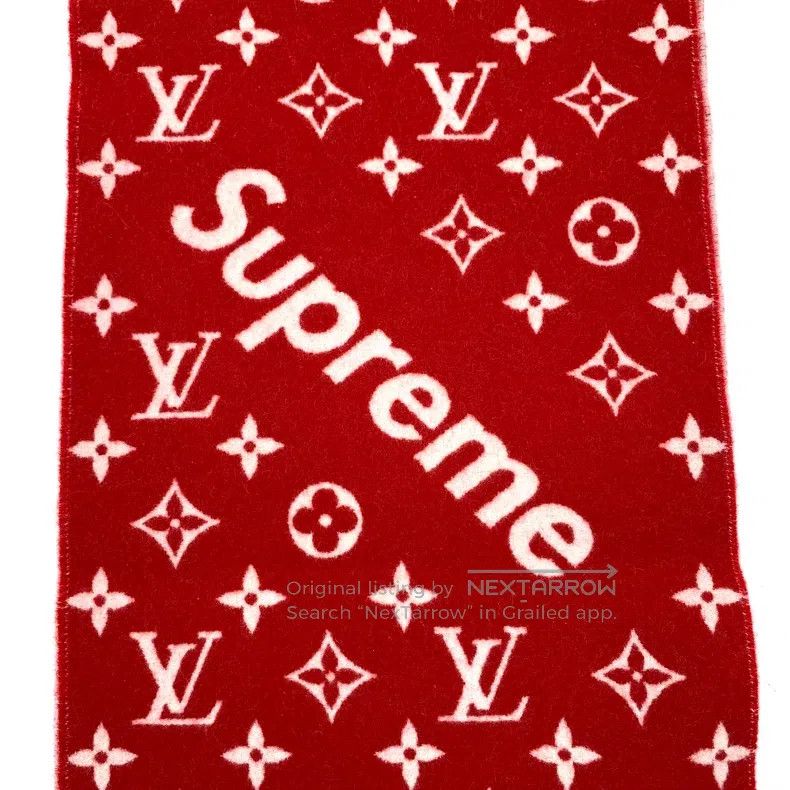 Louis Vuitton Louis Vuitton Supreme co-branded red logo floral print woo Size ONE SIZE - 6 Thumbnail