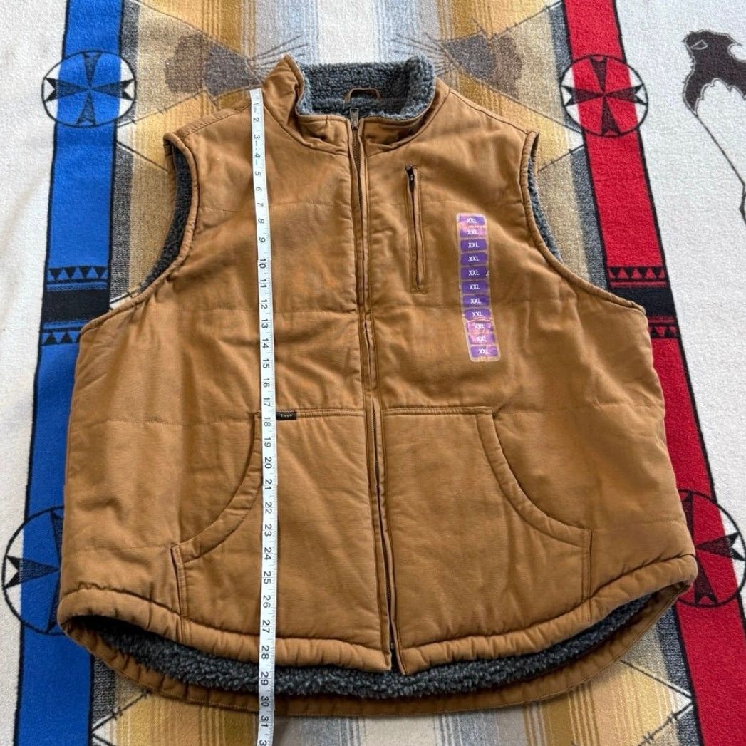 Lee VINTAGE? NWT Lee Vest Chore Cotton Zip 2XL Men Brown Solid Work Outdoors Autumn Winter Spring Fall Lined Sherpa Canvas Vest Size US XXL / EU 58 / 5 - 8 Thumbnail