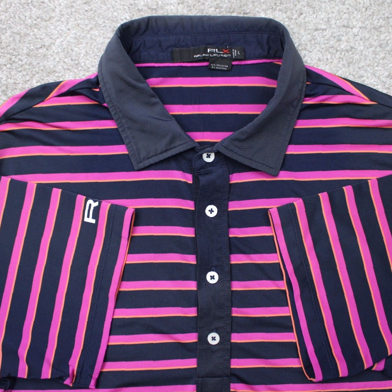 RLX Ralph Lauren RLX Ralph Lauren Polo Shirt Men Large Pink/Blue Golf Polyester Blend Short Sleeve Polo Shirt Size US L / EU 52-54 / 3 - 2 Thumbnail