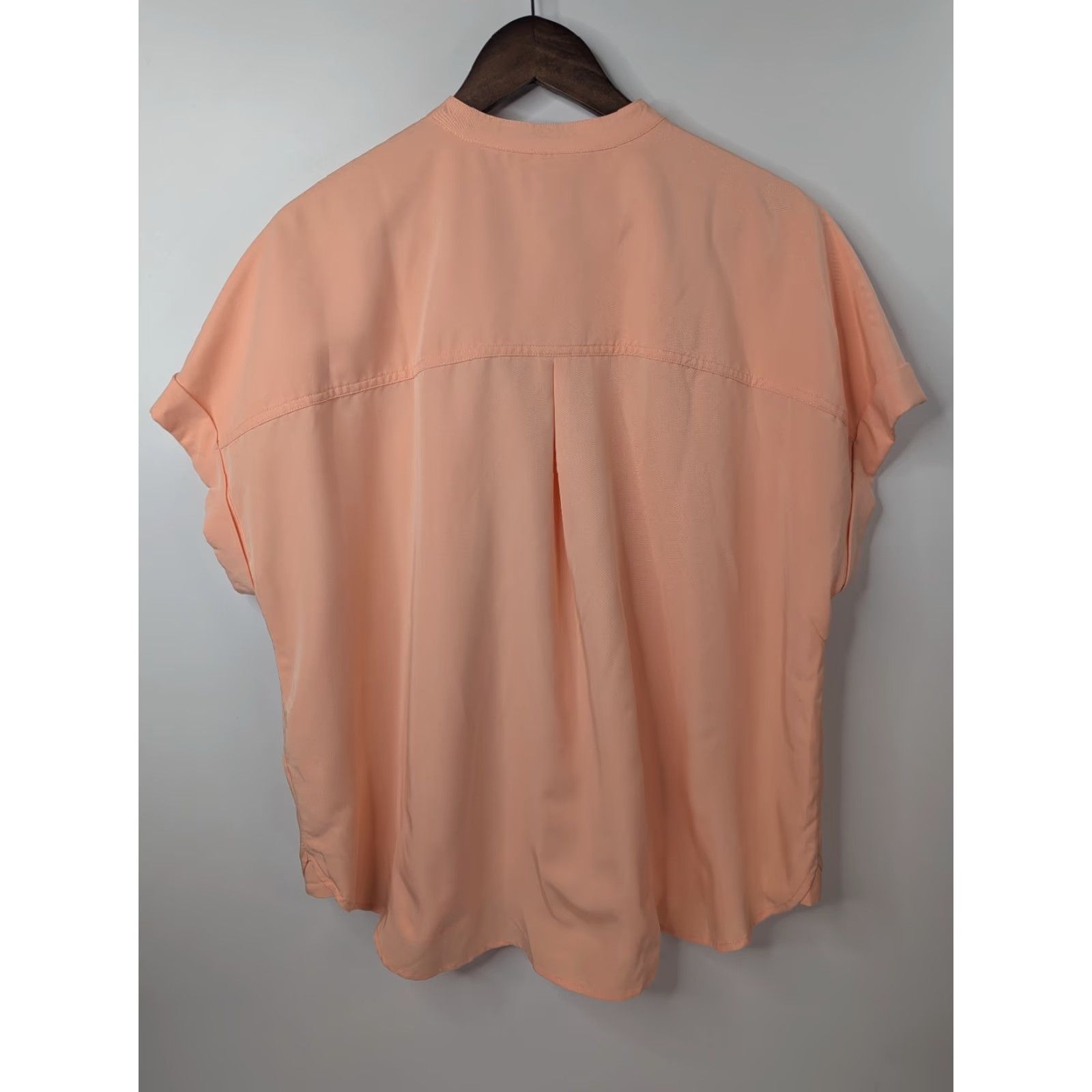 Lands' End Lands’ End Dolman Sleeve Button Peach Orange Top 1X Womens Size 1X Orange Button-Up Shirt-Top Size XL / US 12-14 / IT 48-50 - 2 Thumbnail