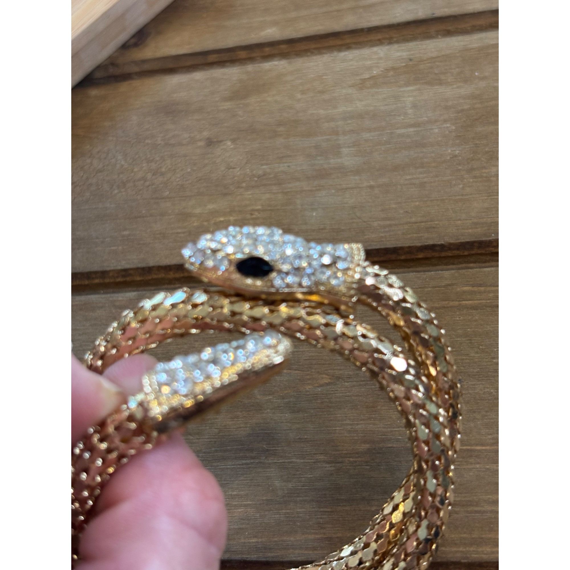 Other Gold Snake-Style Rhinestone Wrap Bracelet Size ONE SIZE - 3 Thumbnail