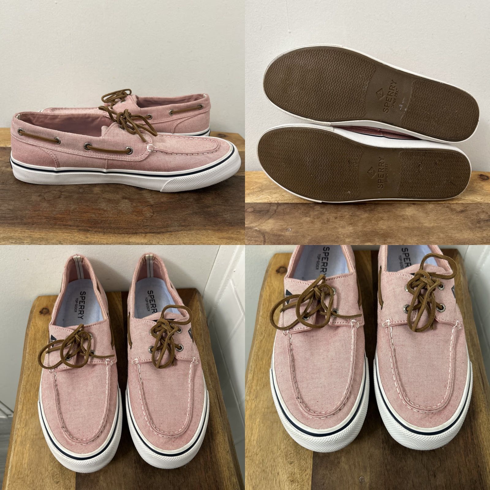 Sperry Sperry Top Sider Mens Boat Shoes Pink Canvas 2 Eye Lace Up Size 12 Mens Shoes Size US L / EU 52-54 / 3 - 8 Thumbnail