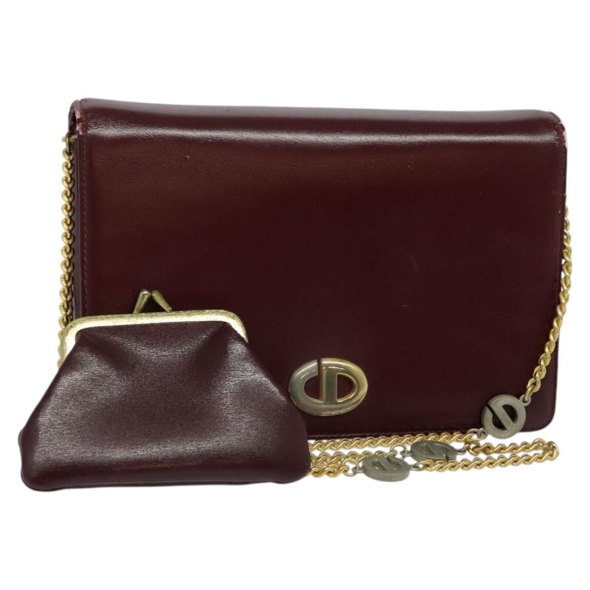 Dior DIOR Chain Shoulder Bag Leather Wine Red Gold Size ONE SIZE - 1 Thumbnail