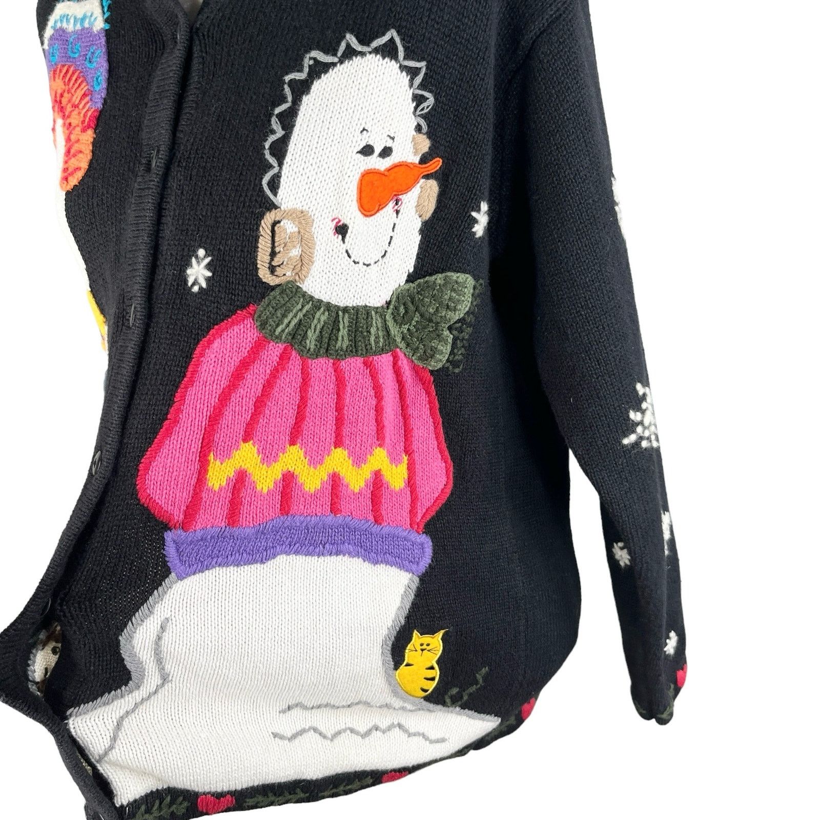 Other Quacker Factory Snowman Sweater M Button Down Embroidered Size M / US 6-8 / IT 42-44 - 8 Thumbnail