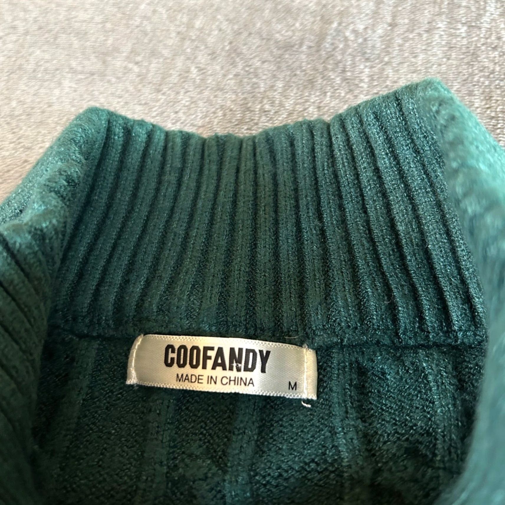 Vintage COOFANDY Cable Knit Quarter Zip Pullover Sweater Green Mens Medium Size US M / EU 48-50 / 2 - 2 Thumbnail
