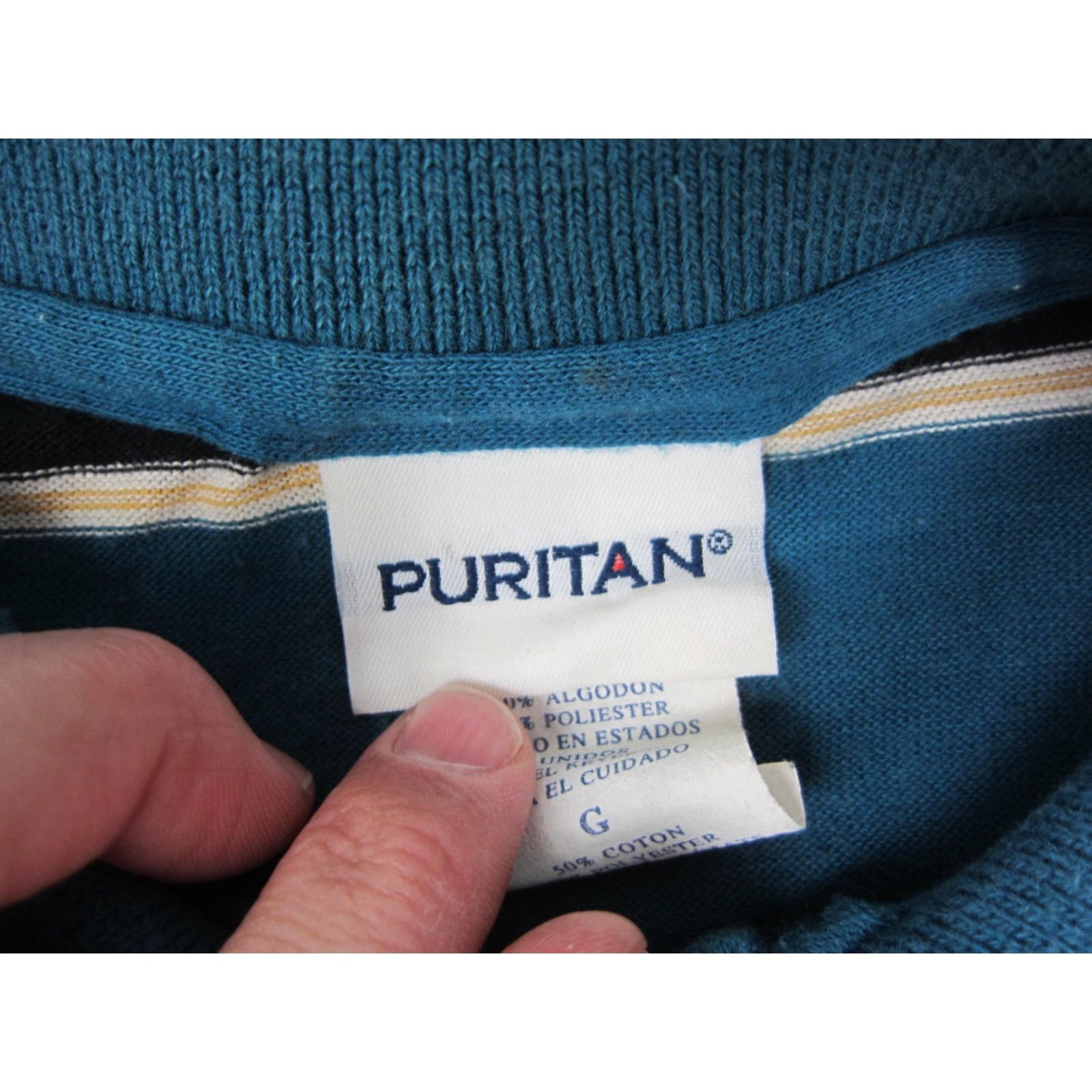 Vintage VINTAGE Puritan Polo Shirt Mens Blue Striped 90s 80s 70s 60s Golf Casual Short Sleeve L Size US L / EU 52-54 / 3 - 3 Thumbnail