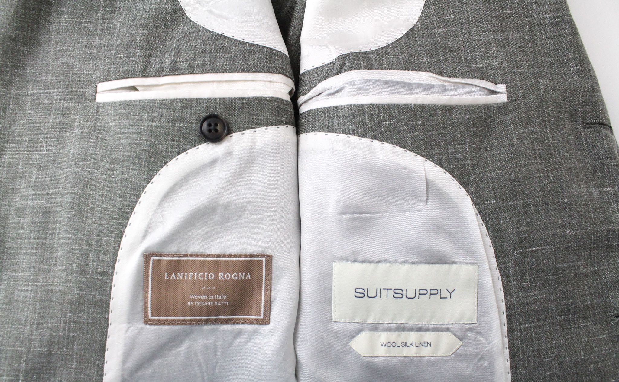 Suitsupply HAVANA JETTED UK40R Wool Silk Linen Green 3Pc Slim 72239 Size 40R - 8 Thumbnail