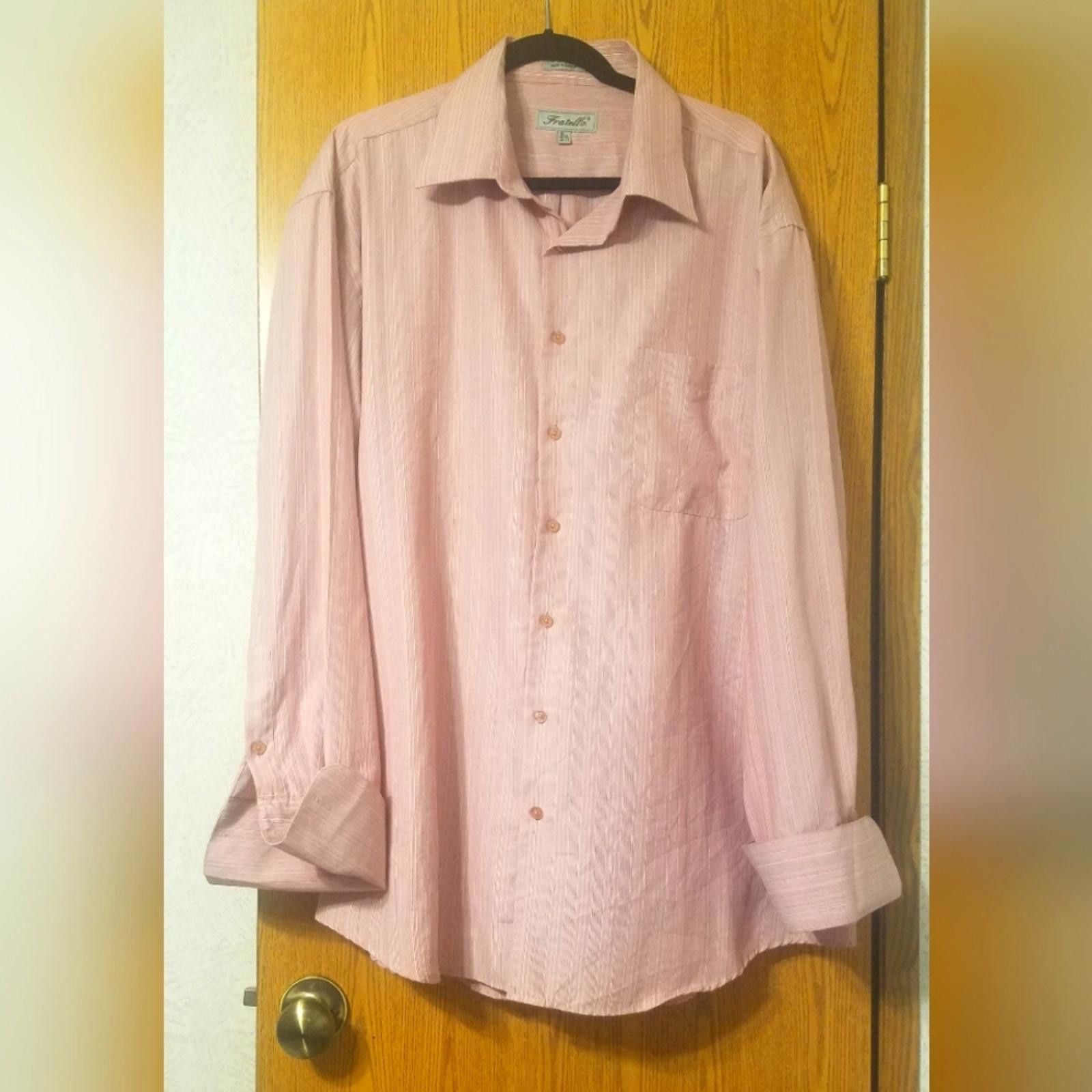 Fratelli Rossetti Fratello Pink/White Dress Shirt 18 1/2 36-37 Size 38R - 1 Thumbnail