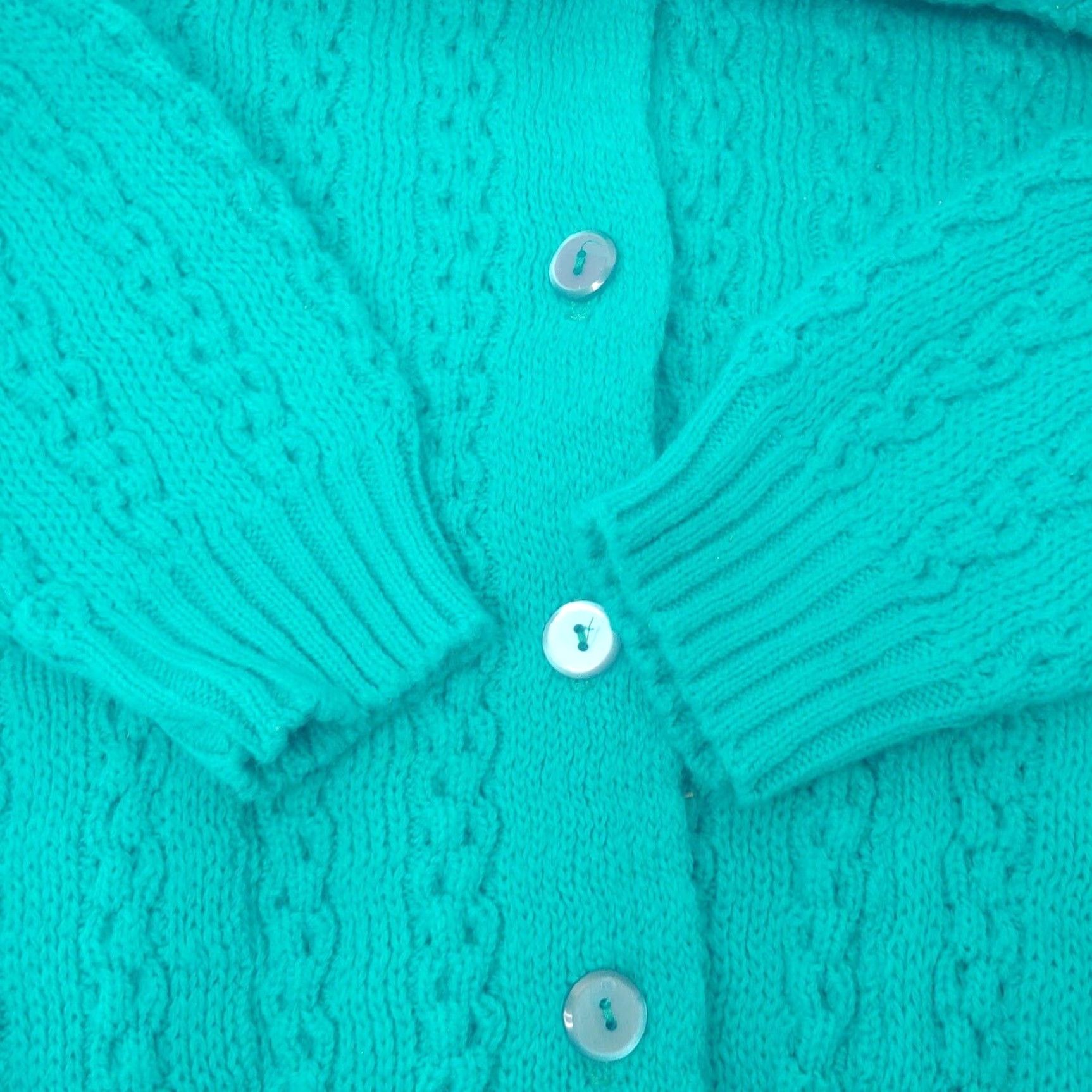 AQUA VINTAGE Brunny Cardigan Sweater Women L Aqua Blue Cable Knit Granny Licensed Size L / US 10 / IT 46 - 5 Thumbnail