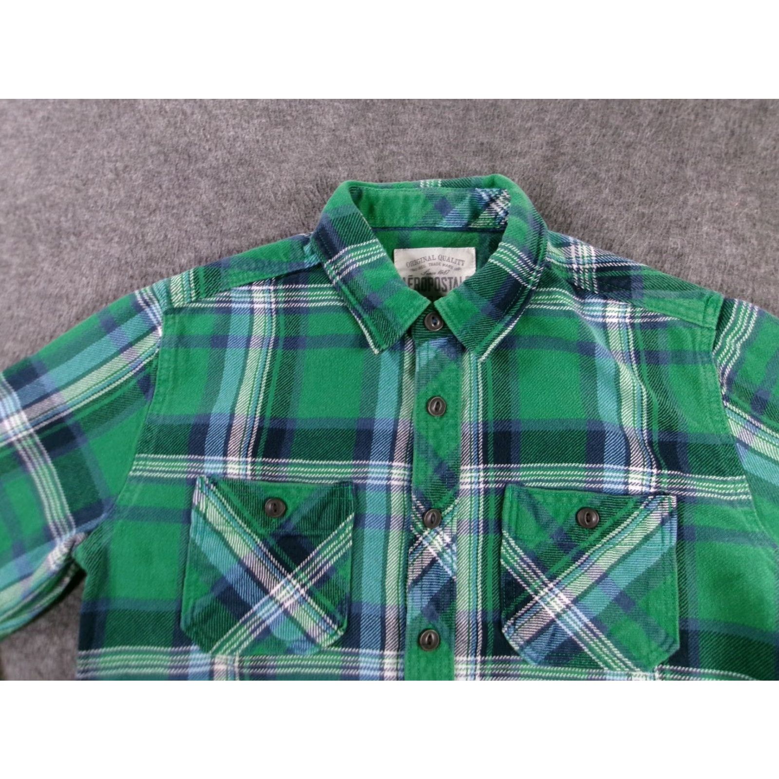 Aeropostale VINTAGE Aeropostale Shirt Men S Green Plaid Cotton Long Sleeve Button-Up w/ Pockets 90s Mens Size US S / EU 44-46 / 1 - 2 Thumbnail