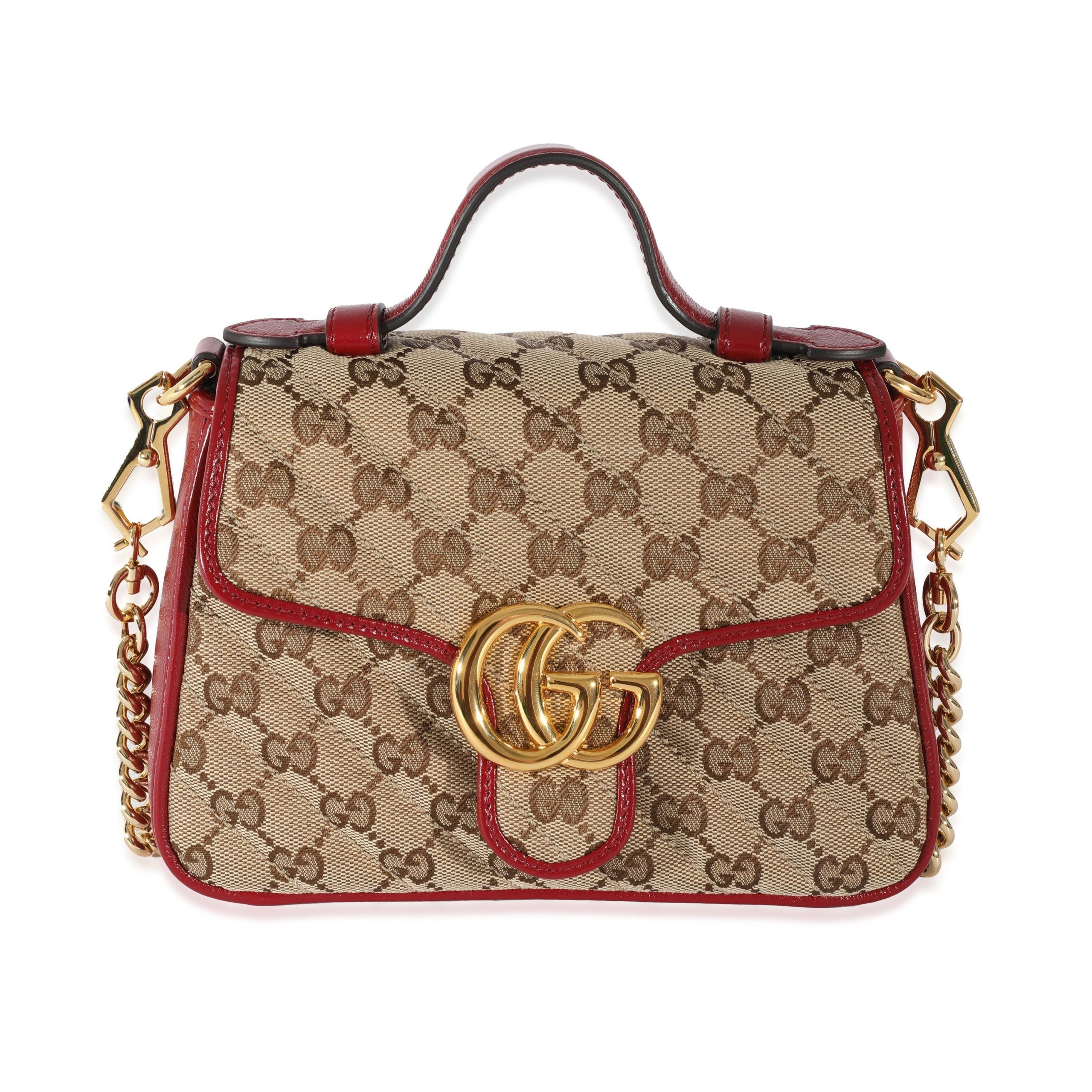 image of Gucci GG Canvas Marmont Top Handle in Brown, Women's