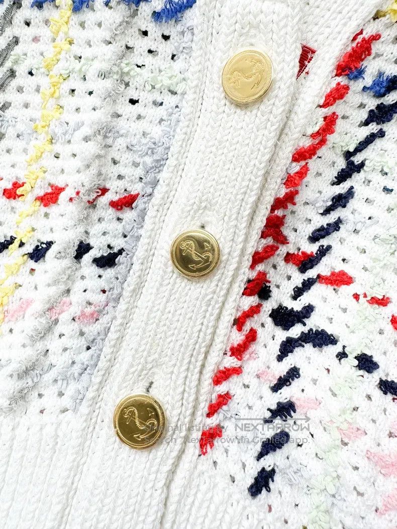 Thom Browne Thom Browne White Colorful Plaid Long Sleeve Knit Cardigan Size XS / US 0-2 / IT 36-38 - 4 Thumbnail