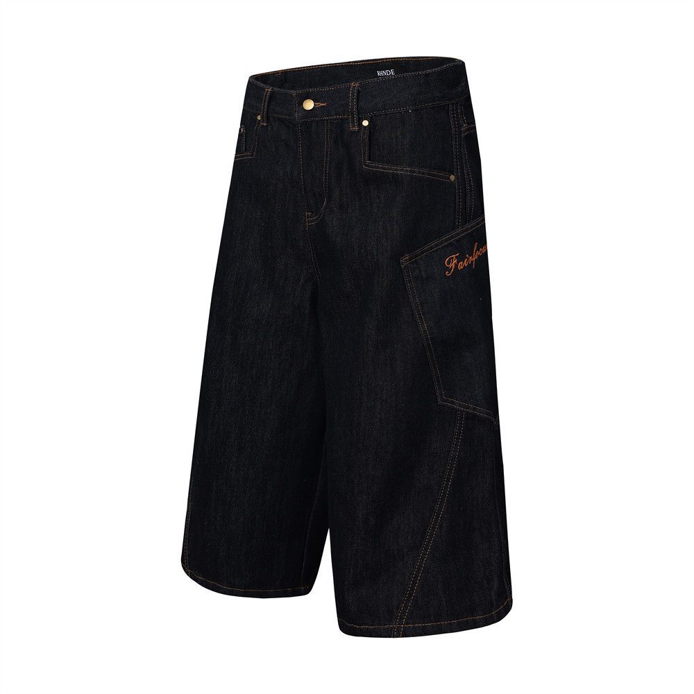 Japanese Brand × Jean Men's street contrast plaid pocket loose cargo denim shorts Size US 32 / EU 48 - 3 Thumbnail