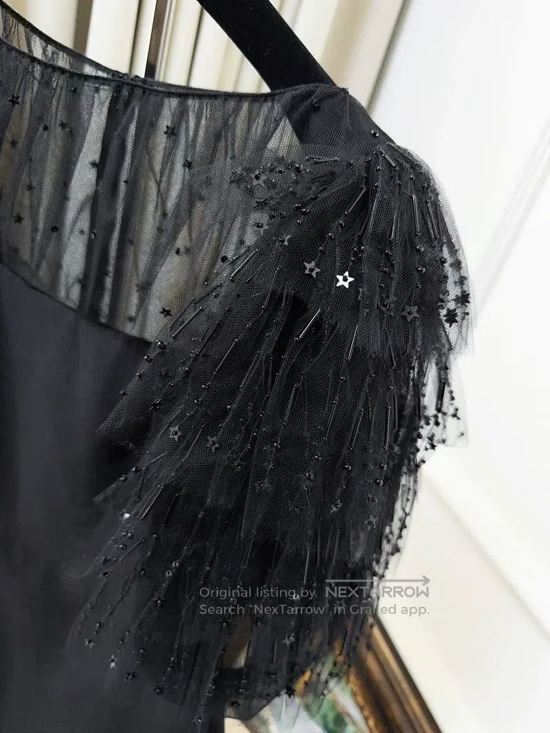 Valentino Valentino Black mesh embroidered star sequin beaded prince Size M / US 6-8 / IT 42-44 - 4 Thumbnail