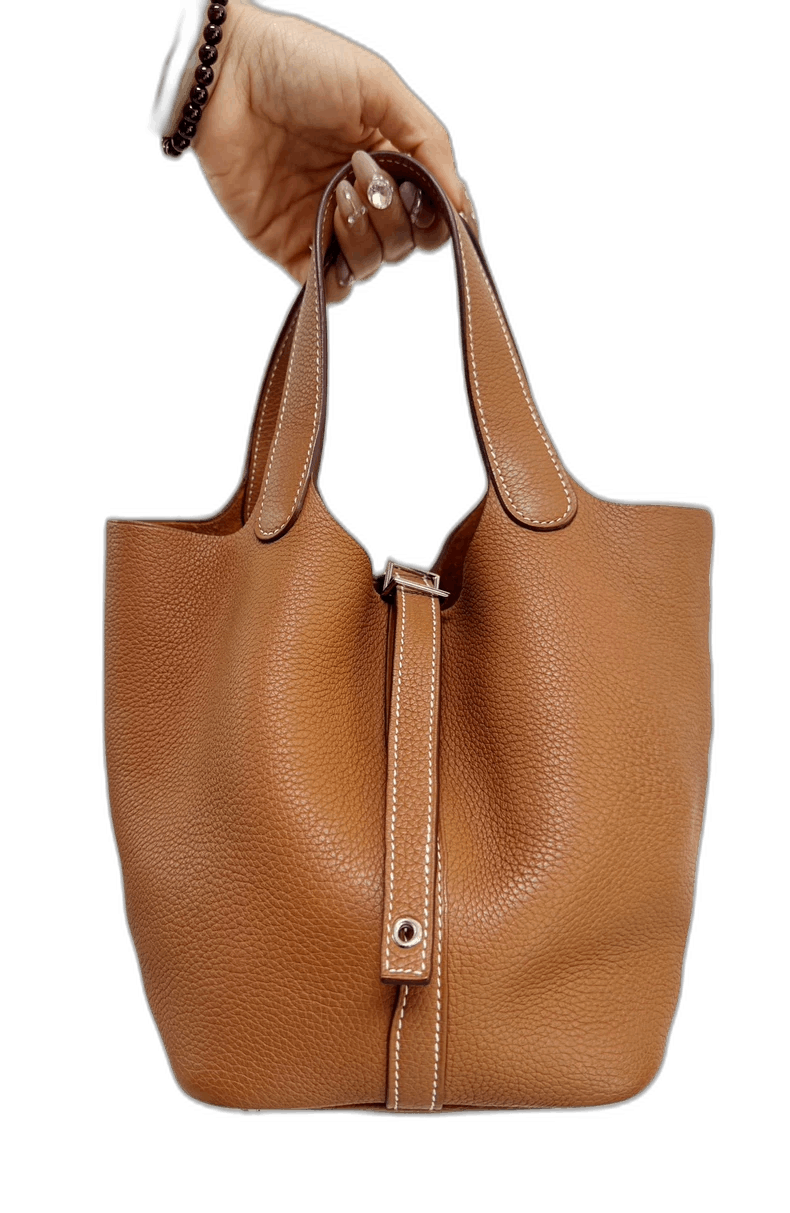 Hermes Picotin 18 Leather Tote Bag-2506 in Brown, Women's