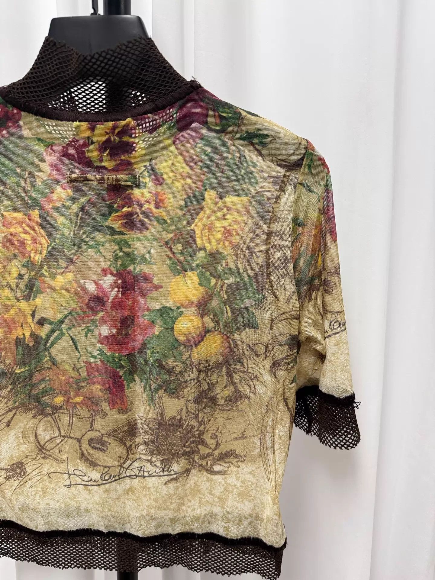 Jean Paul Gaultier JPG Floral Tulle Top Black Mesh Collar/Cuffs 40 Size S / US 4 / IT 40 - 7 Thumbnail