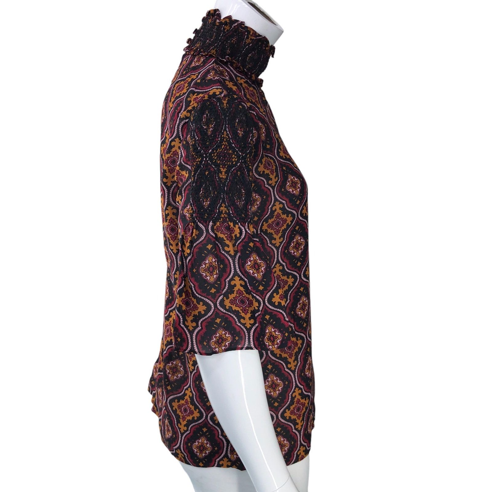 A.L.C. A.L.C. Womens Sz 6 Miranda Top Smocked Collar 100% Silk Size M / US 6-8 / IT 42-44 - 9 Thumbnail