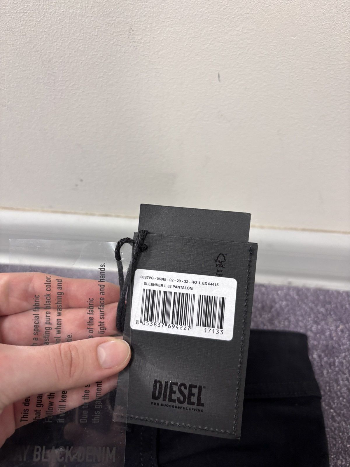 Diesel Diesel Sleenker NWT Men’s Skinny Jeans Stretch Denim Black Size US 29 - 10 Thumbnail