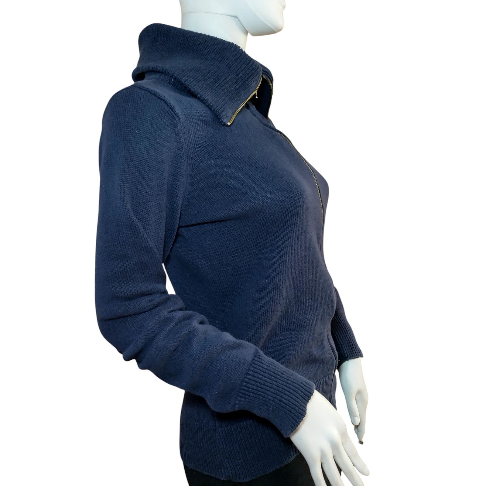 Ann Taylor Ann Taylor Womens High Neck Wool Knit Cardigan Blue Sz Sm Size S / US 4 / IT 40 - 4 Thumbnail